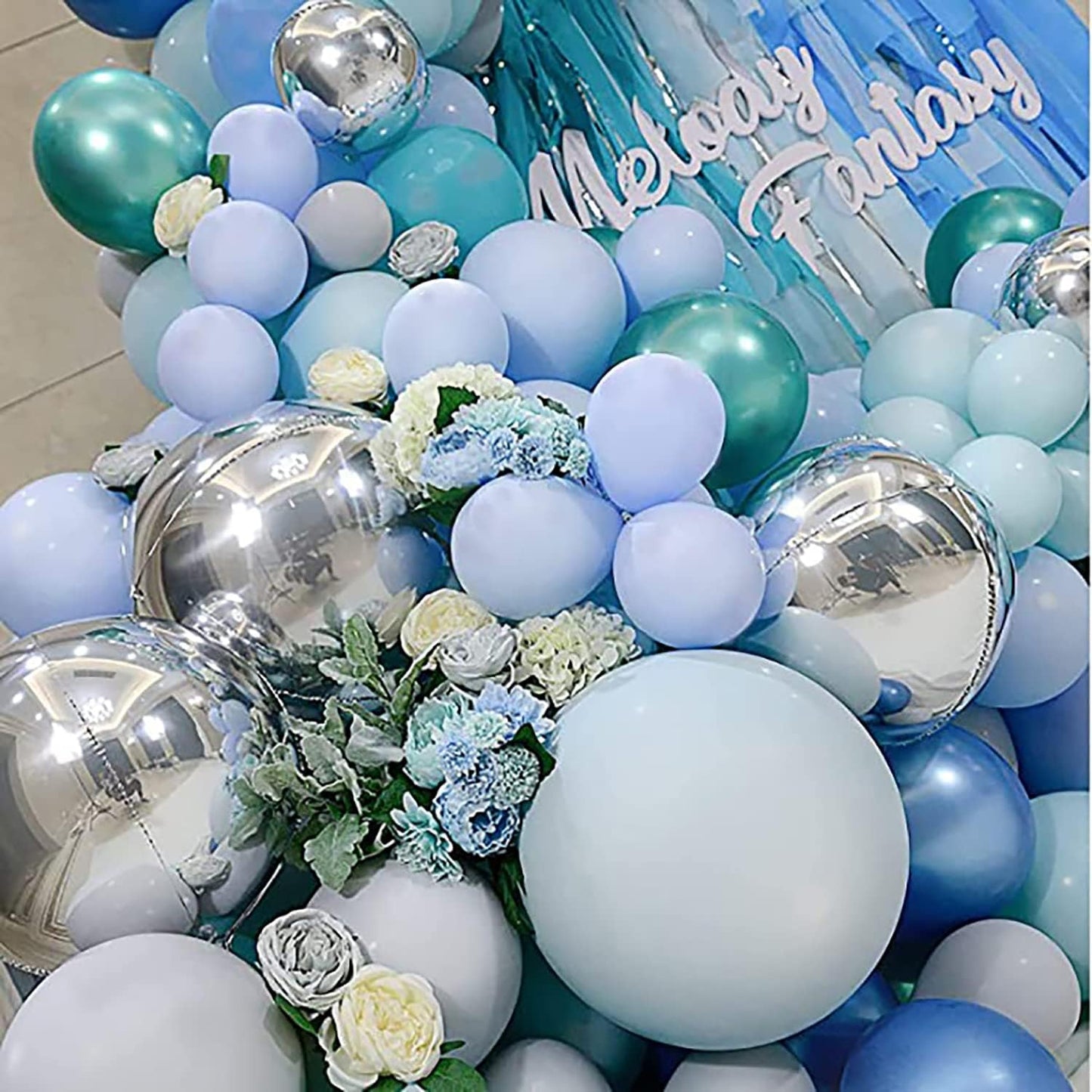 KALOR 12 Inch Pastel Blue Balloons, 50 Pcs Latex Helium Macaron Balloons for Kid's Birthday Party, Baby Shower, Wedding, Graduate Party Decorations