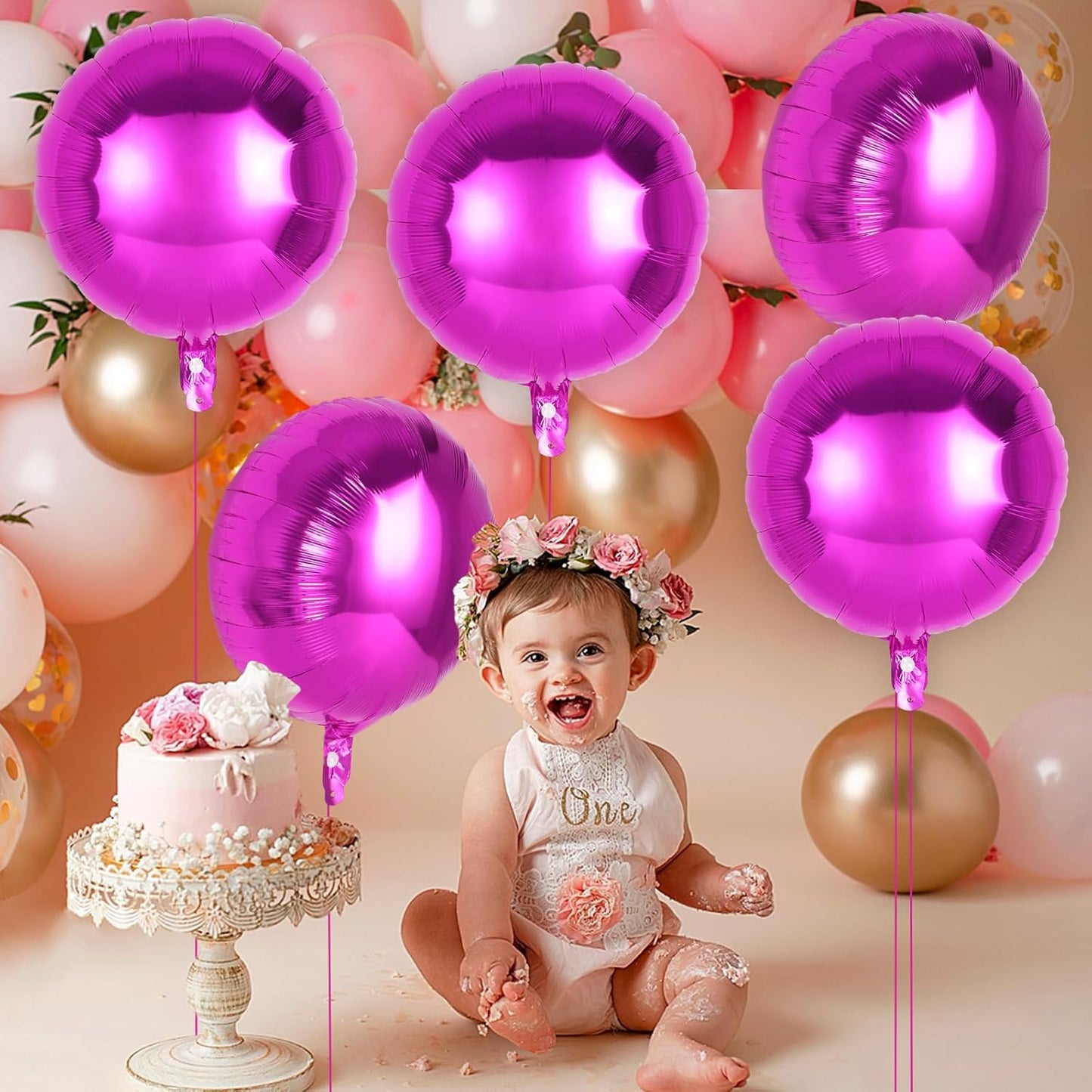 20 Pcs Round Shaped Balloons,18 Inch Round Foil Balloon,Giant Round Mylar Balloon Helium Balloons for Birthday Party Baby Shower Wedding Decorations (Rose Red)