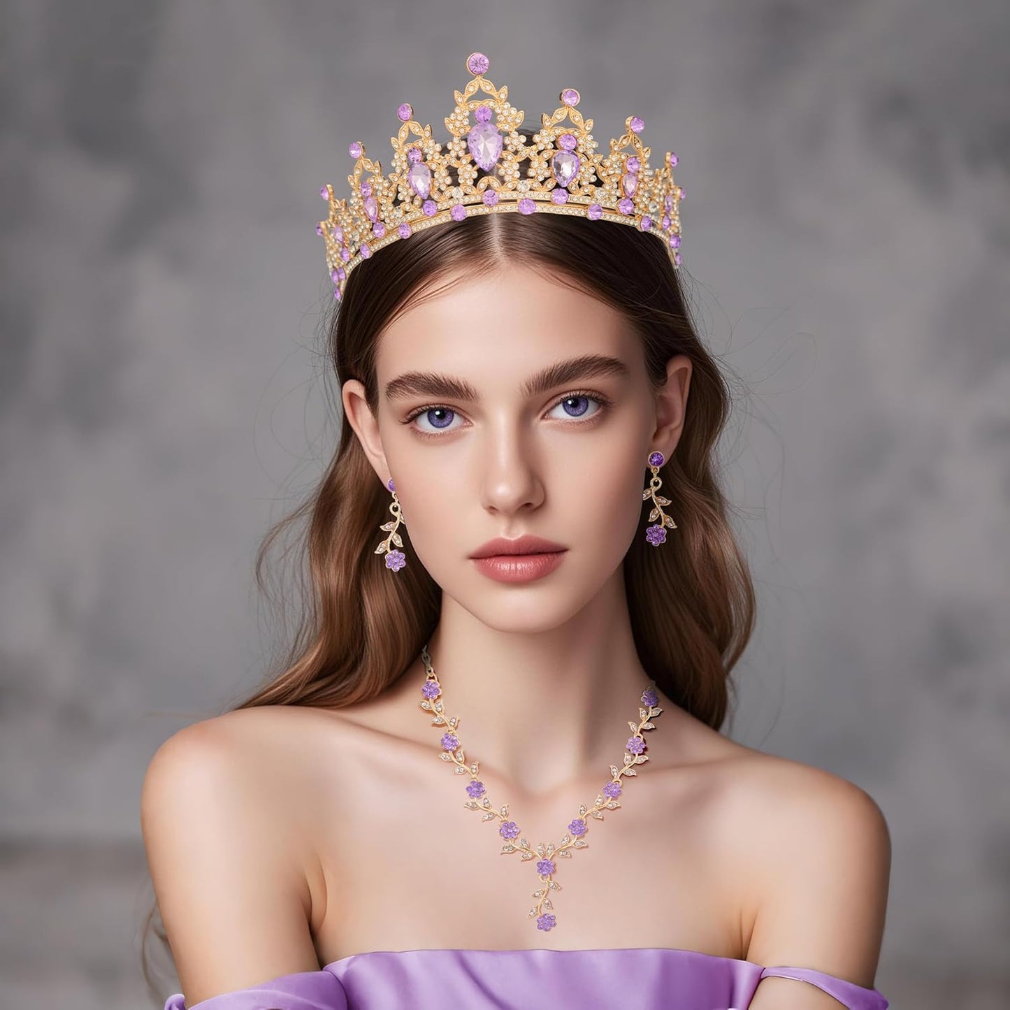 Kamirola Tiaras and Crowns for Women,Tiaras Earrings Necklace, Crystal Bridal Jewelry Set, Costume Party Halloween Prom Pageant Jewelry for Women(TR45)