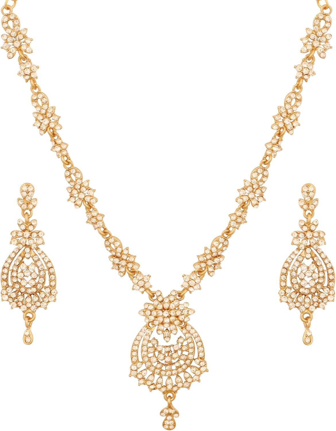 Touchstone Indian jewelry sets for women maang tikka wedding guest gold necklace bollywood jewellery set pageant elegant prom bride accessories western crystal chunky rhinestone necklaces