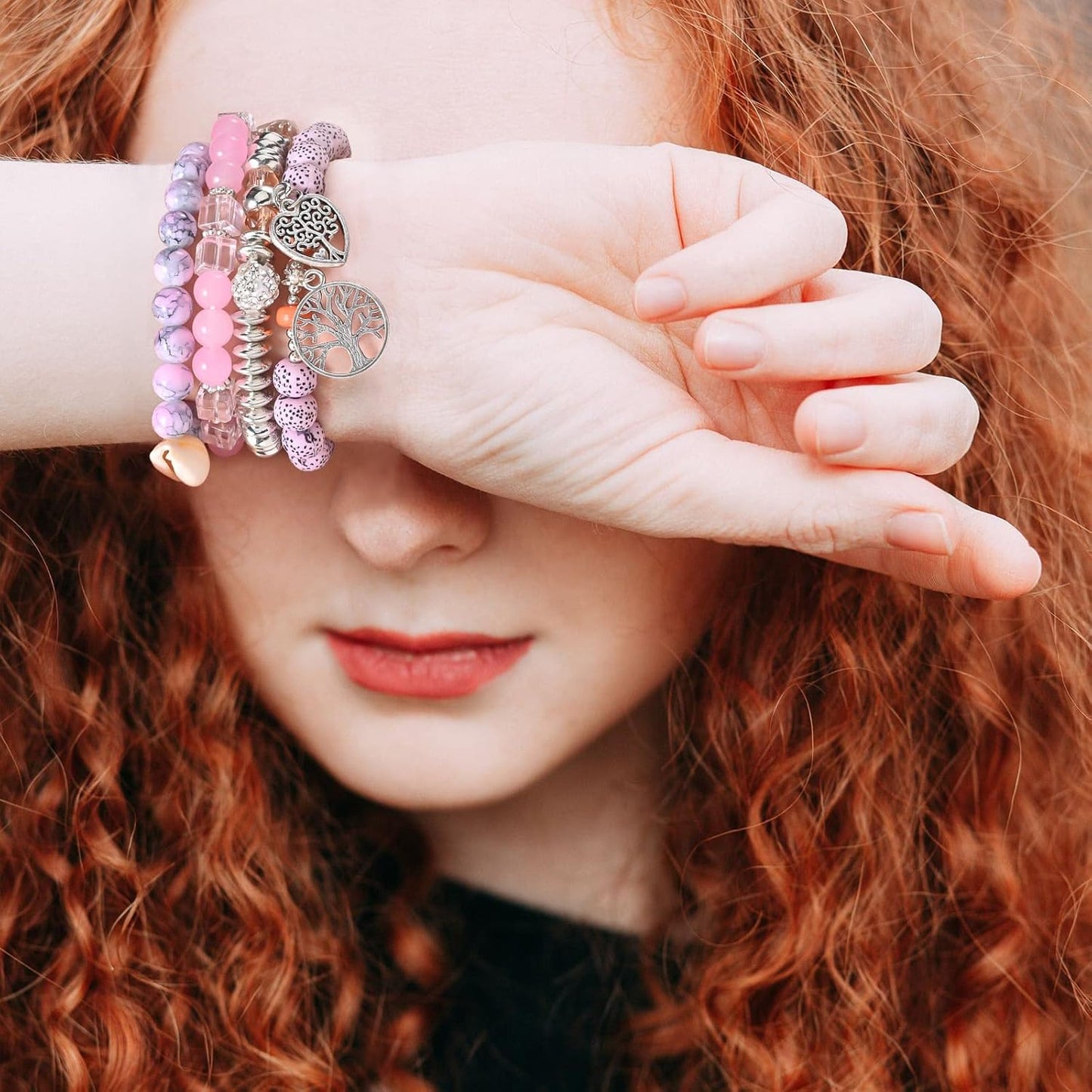 Bohemian Bracelet Sets for Women - 6 Sets Stackable Stretch Bracelets Multi-color Boho Jewelry for Women Hippie Bracelets Dainty Jewelry