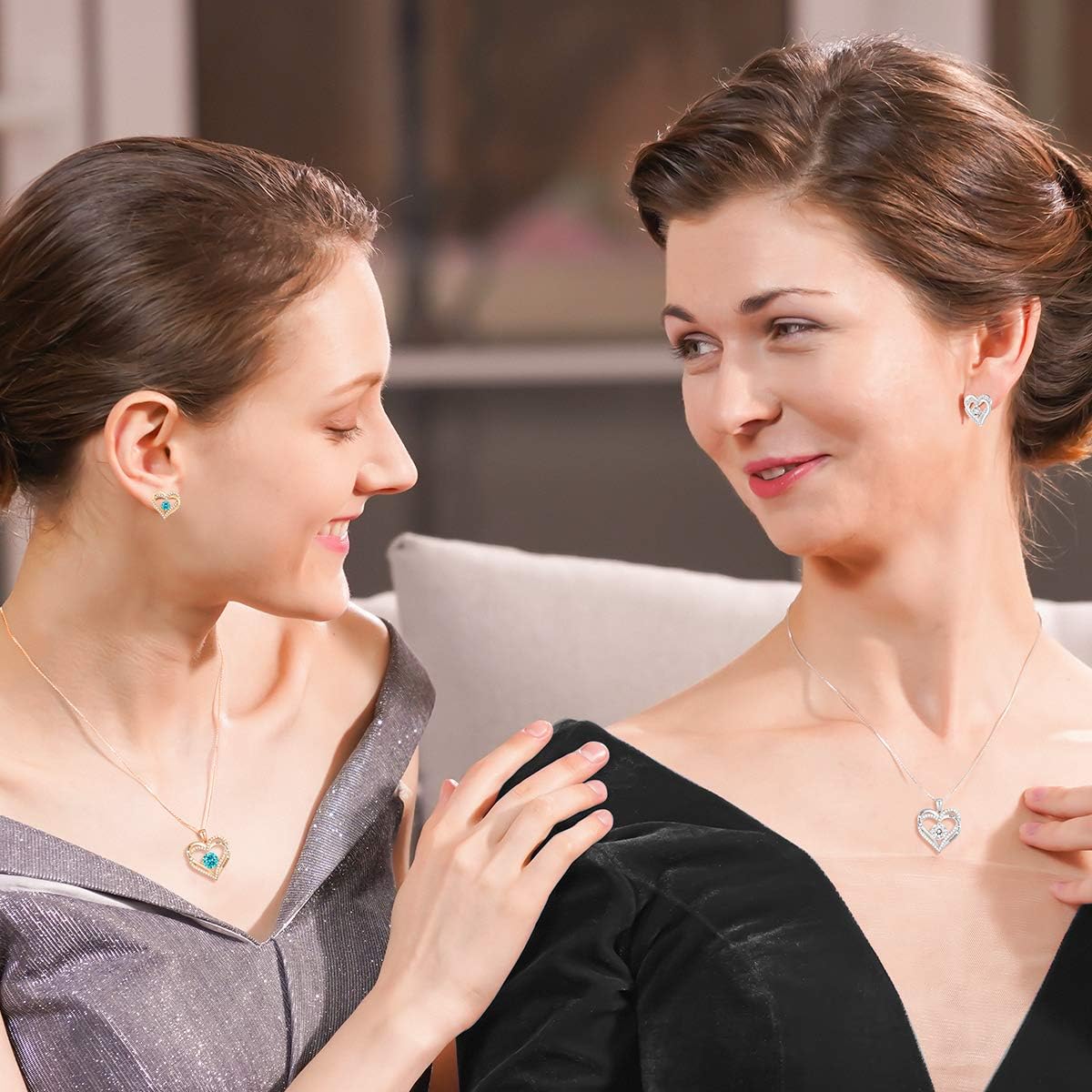 CDE Forever Love Heart Necklaces for Women, Wedding Anniversary, Birthday Mothers Day Christmas Day Gifts for Mom, Mother, Wife, friend, S925 Silver Jewelry with Birthstone Pendant