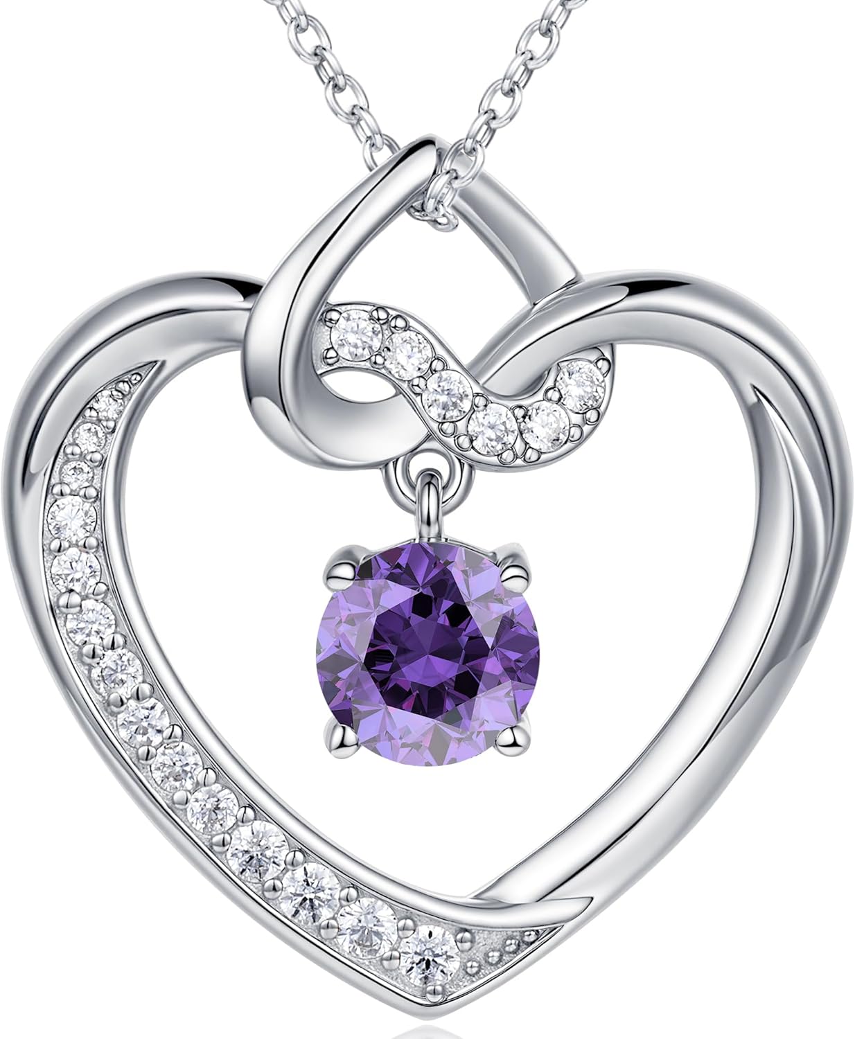 Heart Birthstone Necklaces Gifts for Women Wife, Jewelry for Women Wedding Anniversary Birthday Gifts for Wife Girlfriend Mom Christmas Valentines Gifts S925 Sterling Silver