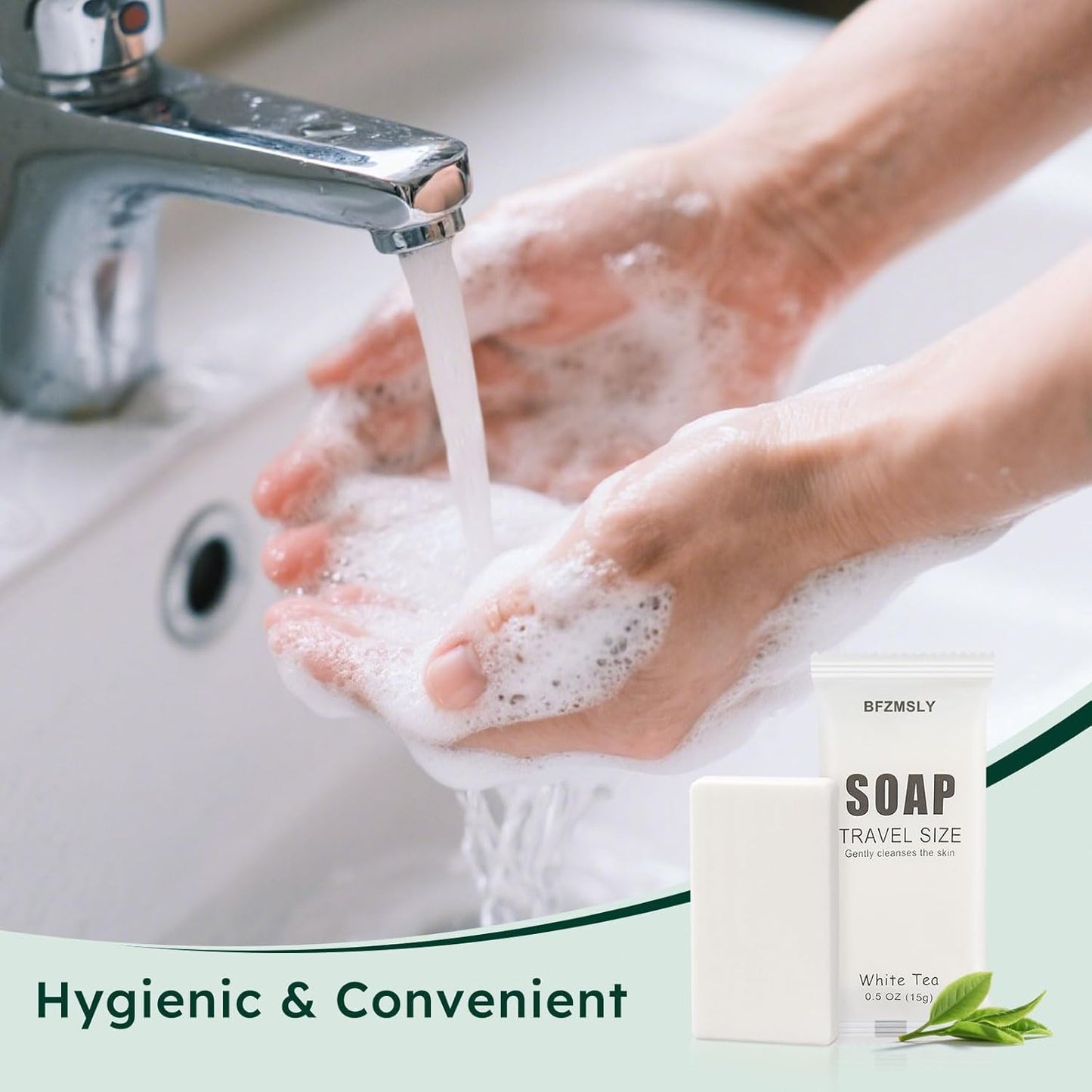 300 Pack Bulk Wrapped Hotel Bar Soap, 0.5 oz (15g), White Tea Scent – Mini Guest Soaps for Hotels, Airbnb, Vacation Rentals, Travel Toiletries, Individually Wrapped