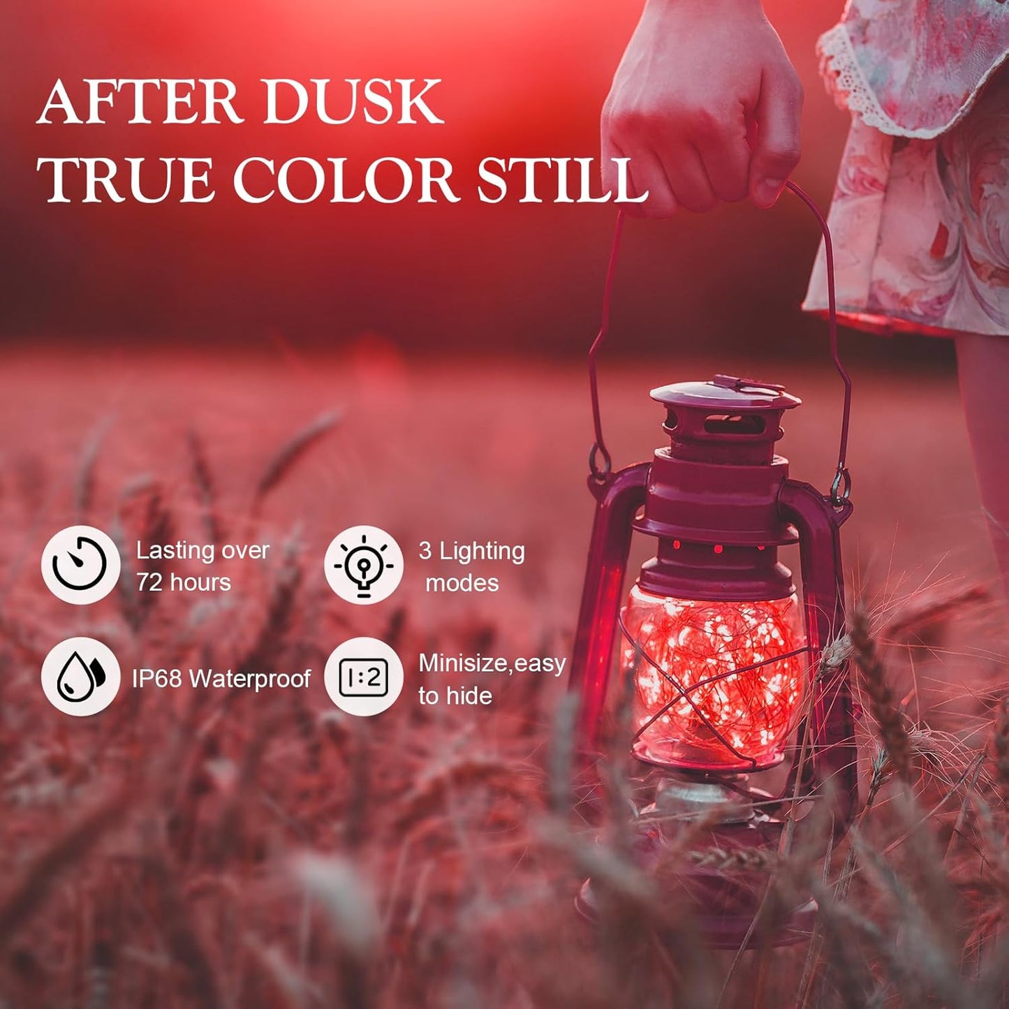 Aogist Led Fairy Lights 3 Modes Battery Operated String Lights Waterproof Silver Wire 7 Feet Firefly Starry Moon Mason Jar Lights for DIY Wedding Party Christmas (Red, 12 Pack)