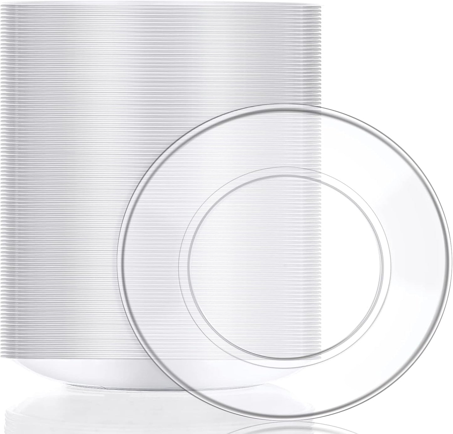Mimorou Clear Plastic Dessert Plates 5.5 Inch Disposable Cake Plates Small Party Dishes Bulk Clear Round Dishes for Wedding Dinner Appetizers BBQ Travel Catering Events(200 Pcs)