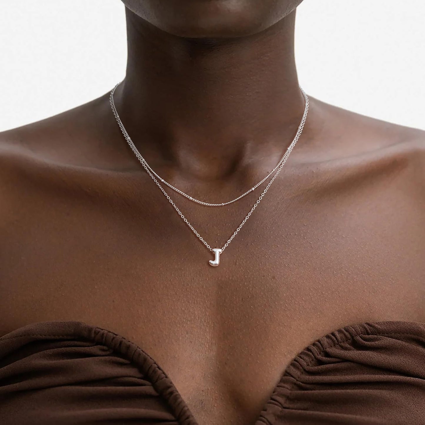 Bubble Letter Necklace Layered Initial Necklaces for Women Dainty Cute Choker Pendant Stack Jewelry Teen Gift Trendy Stuff