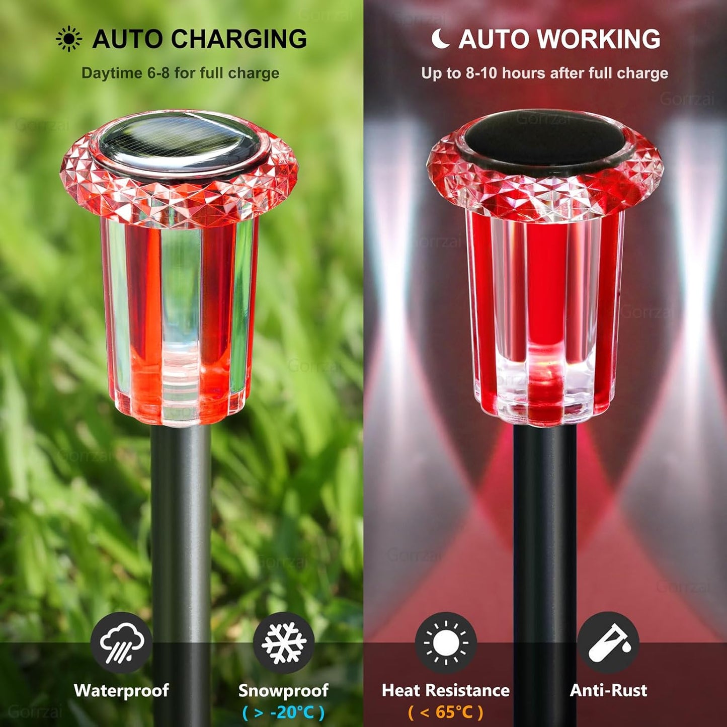 Solar Christmas Lights Outdoor Decorations 10 Pack Multicolor LED Stainless Steel Stake for Pathway Yard Garden Driveway Landscape Walkway Lighting Solar Powered Outside Holiday Decor