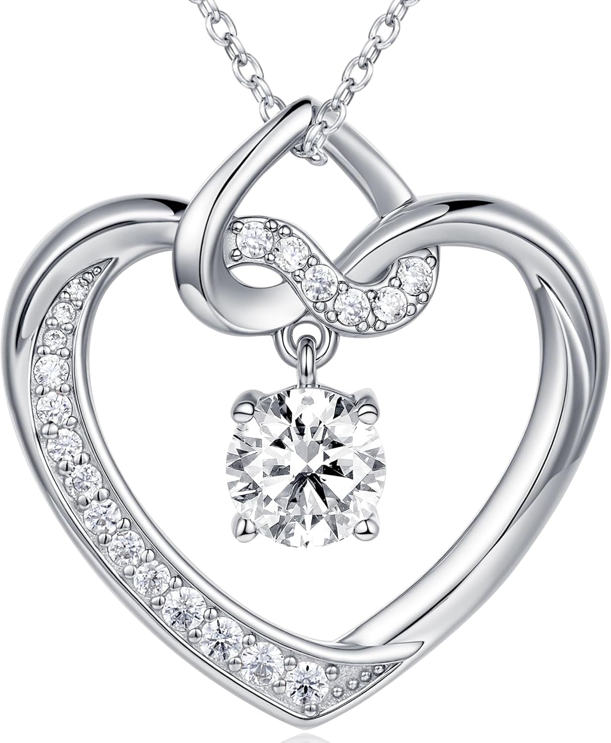 Heart Birthstone Necklaces Gifts for Women Wife, Jewelry for Women Wedding Anniversary Birthday Gifts for Wife Girlfriend Mom Christmas Valentines Gifts S925 Sterling Silver