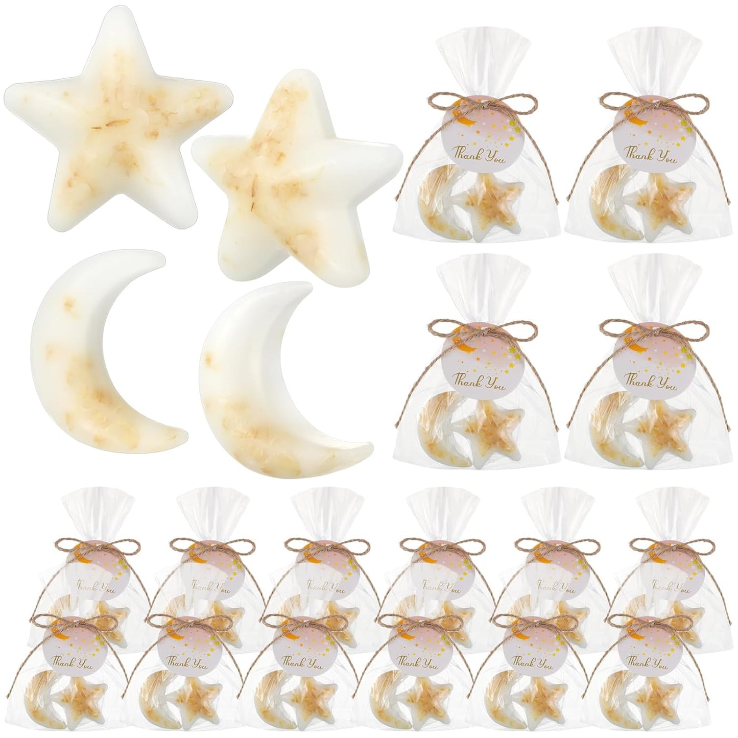 Demissle 20 Pcs Baby Shower Favors Soaps Moon and Star Shaped Bath Soaps with White Thank You Cards Showing Love Gifts for Guest Return Prizes Gender Reveal Birthday Party Decor