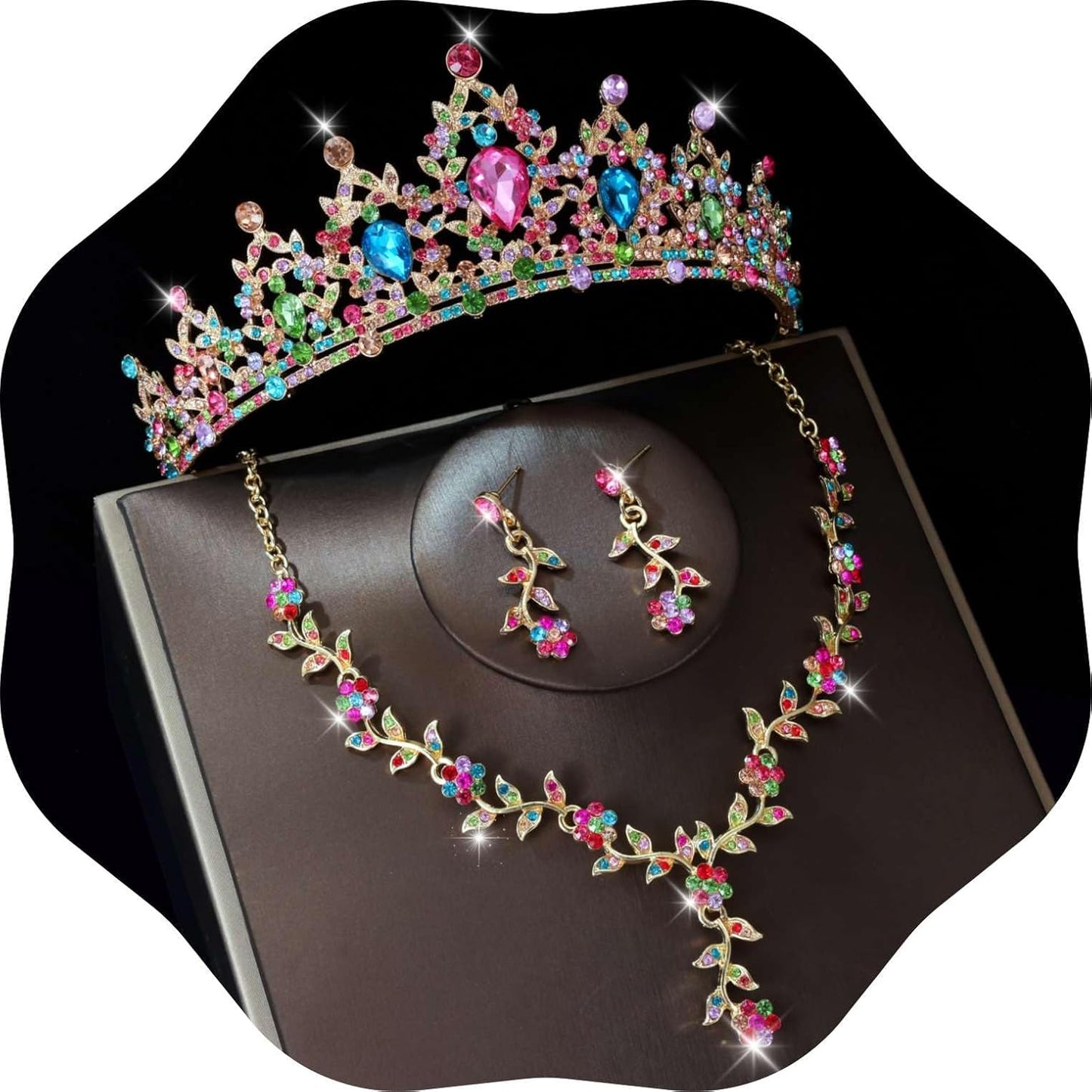 Kamirola Tiaras and Crowns for Women,Tiaras Earrings Necklace, Crystal Bridal Jewelry Set, Costume Party Halloween Prom Pageant Jewelry for Women(TR45)