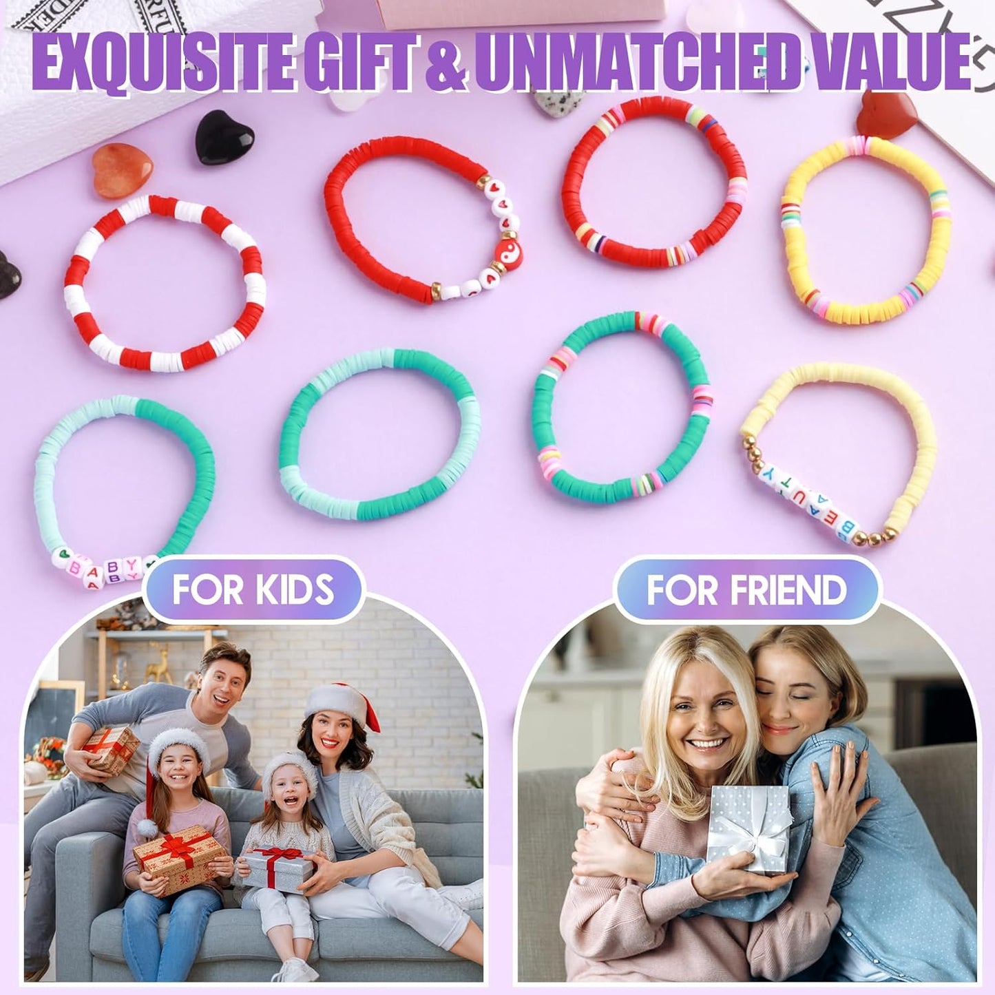 Draupnir Friendship Bracelets Heishi Surfer Clay Bead Bracelets Set Stackable Beaded Preppy Jewelry Bracelets Friendship Boho Y2K Bracelets for Women Teen Girls Party Favors