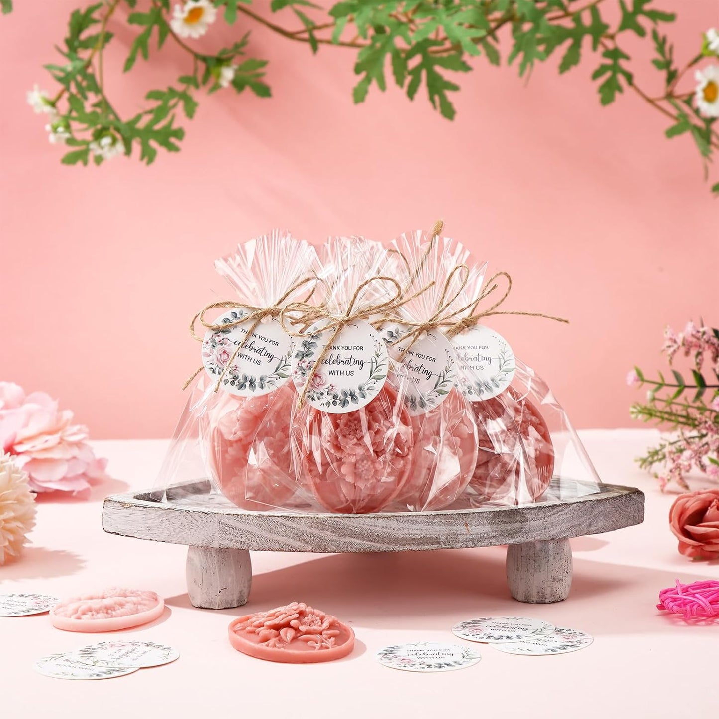 Demissle 20 Pcs Baby Shower Soap Favors Wildflowers Baby Shower in Bloom Flower Bath Soap Gift Set with White Greeting Card Handmade Gifts for Guests Decorations Supplies(Mixed Color,Elegant Style)