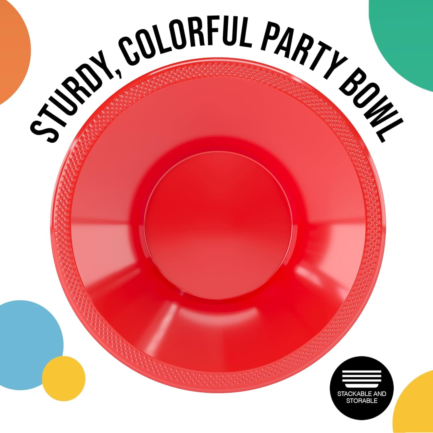 12 Oz Red Plastic Bowls Disposable Bowls for Hot Food Soup 50 Pcs - For Soup, Salad, Cereal, Desserts & Party Supplies