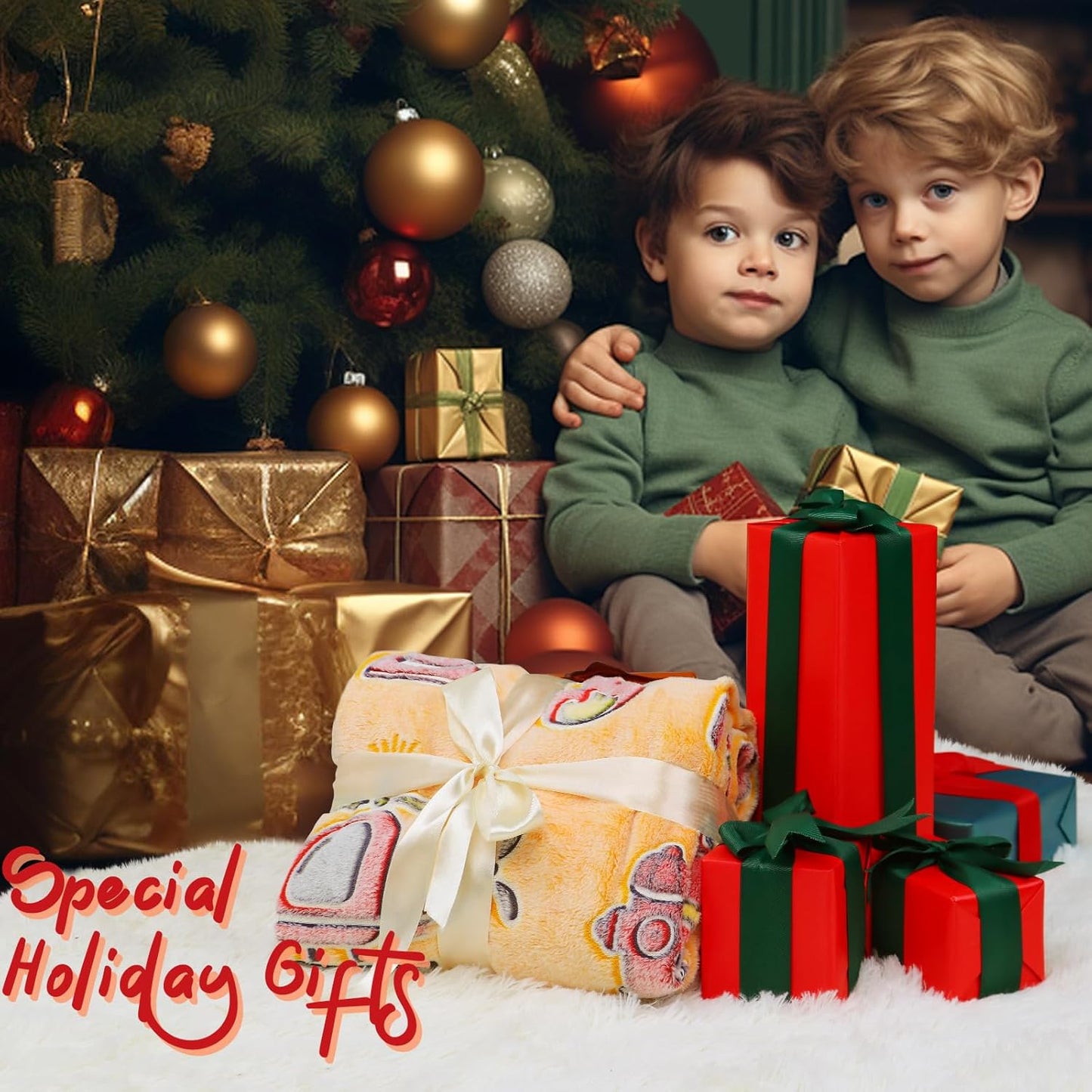 Fire Truck Blanket Glow in The Dark Blanket for Toddler Boy Blankets Firetruck Gifts Toys for Boys Son Birthday