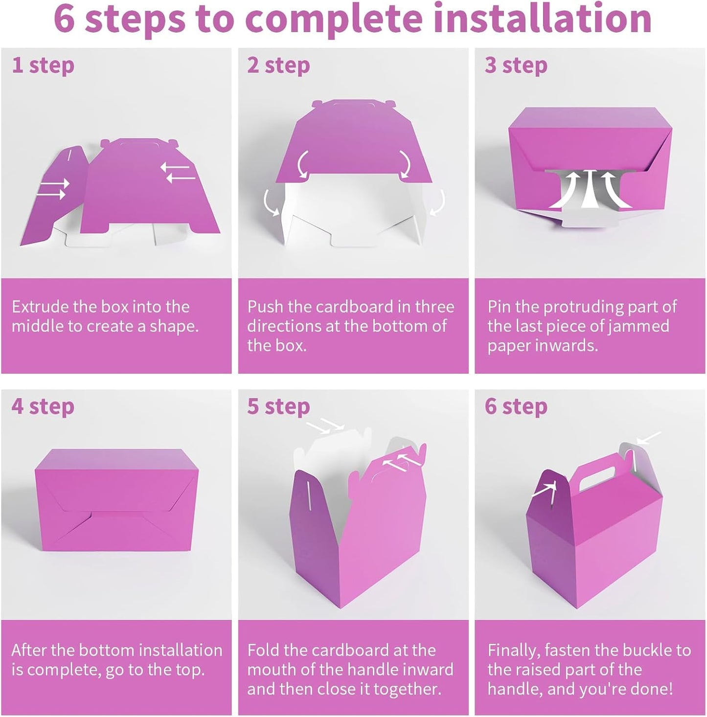 XAGLVV 24 Pack Pink Gable Boxes with Handles Paper Party Favor Gift Box for Baby Girl Showers Valentine's Day Princess Parties Bridal Showers