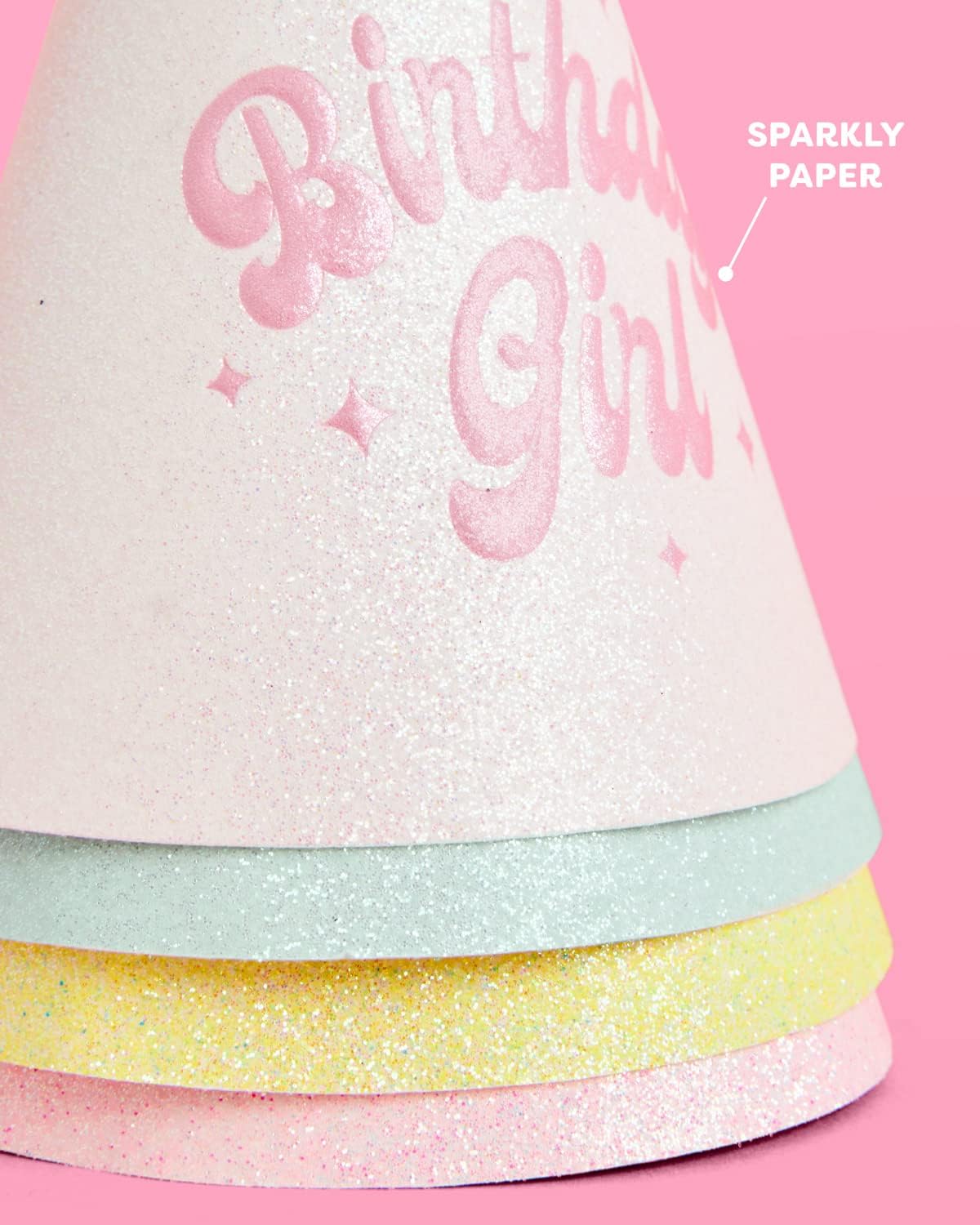 xo, Fetti Birthday Party Hats - Fits Adult + Child - Pastel Rainbow Bday Party, Glitter Birthday Girl, Magical, Paper Party Crowns,