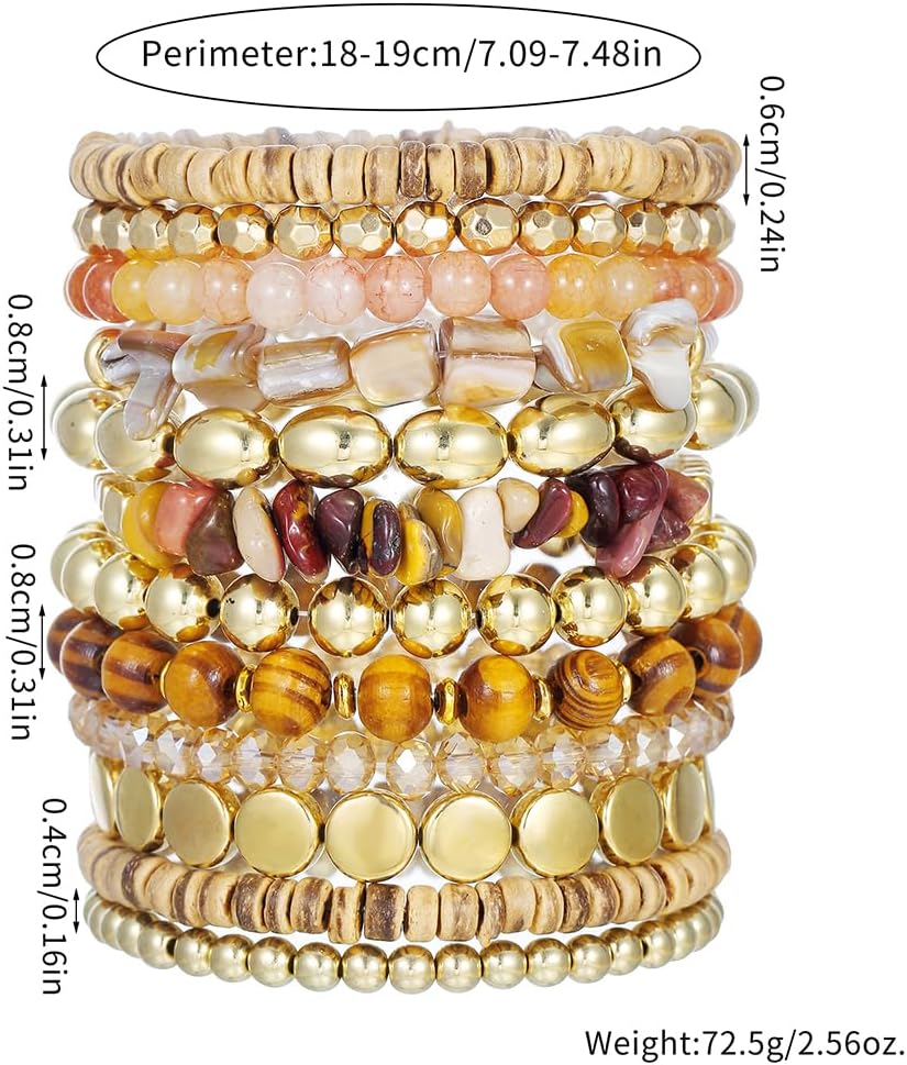 Friendship Bracelets Boho Stackable Bracelets for Women Surfer Heishi Clay Bead Bracelets Stretch Preppy Bracelets Colorful Boho Bracelets for Women