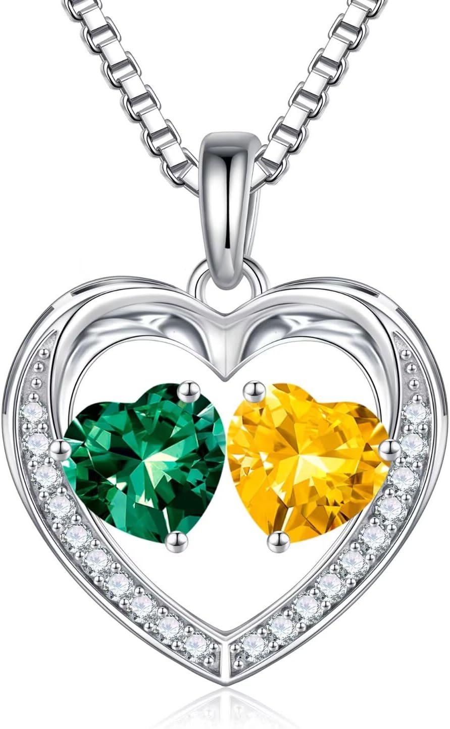 Iefil Christmas Gifts for Wife - 925 Sterling Silver Birthstone Necklace, Anniversary Birthday Gifts for Women, Stocking Stuffers for Women Wife Mom Daughter