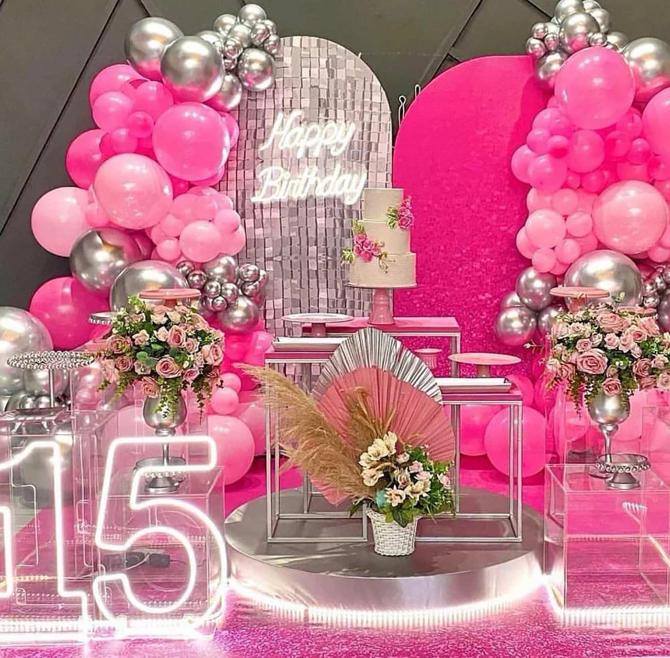 KALOR 12 Inch Hot Pink Balloons, 50 Pcs Latex Helium Balloons for Kid's Birthday Party, Baby Shower, Wedding, Graduate Party Decorations