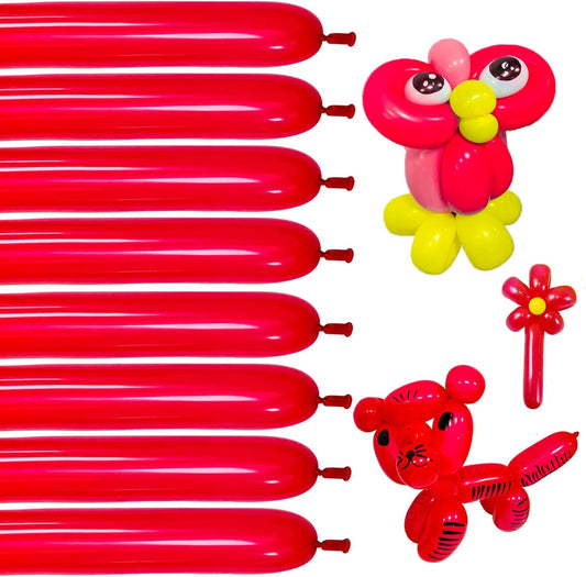 100pcs Red 260 balloons, Thickening Latex Long Twisting Balloons for Animal Model for Halloween Xmas Presents, Animal Shape Weddings, Birthdays Clowns.