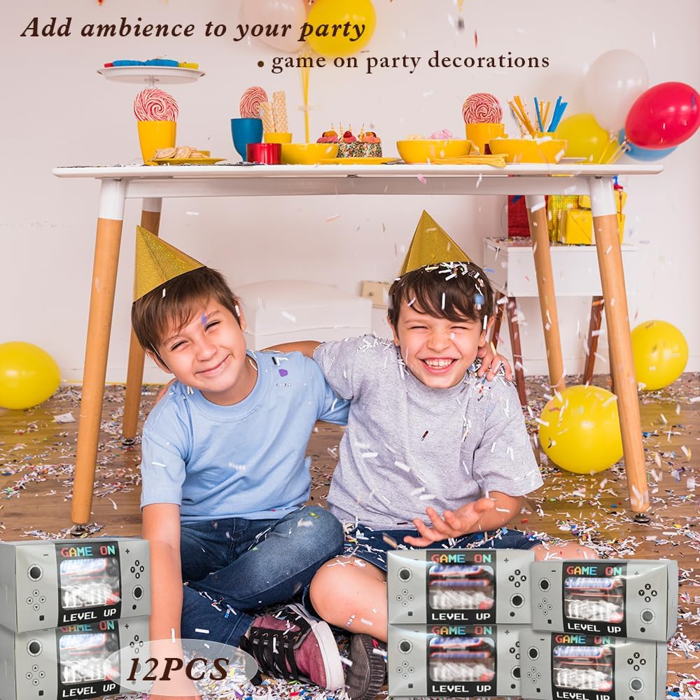 Shescrzionu Video Game Party Favors Boxes 12 PCS-Perfect Party Favor Boxes with Window,Game On Birthday Decorations Video Game Birthday Decorations,Game Bags,Video Game Gifts Aa07