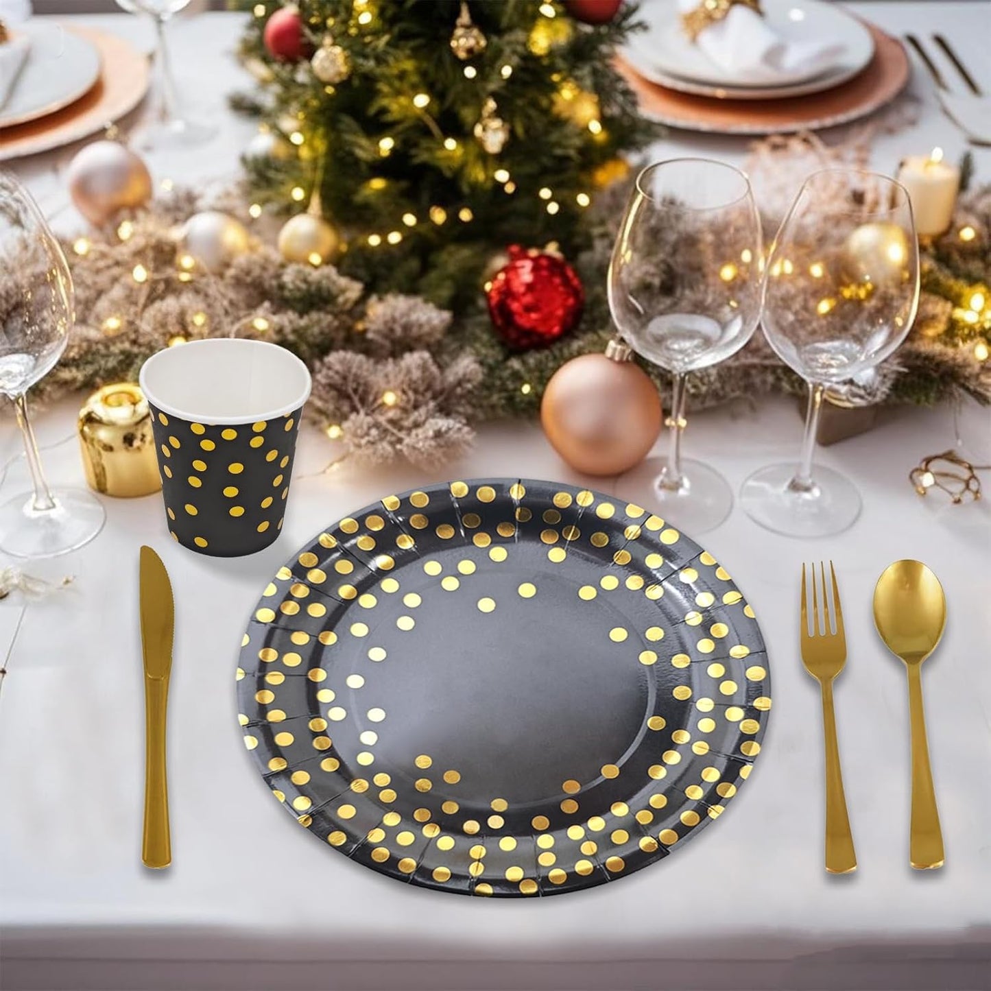 175pcs Elegant Disposable Dinnerware For 25 Guests