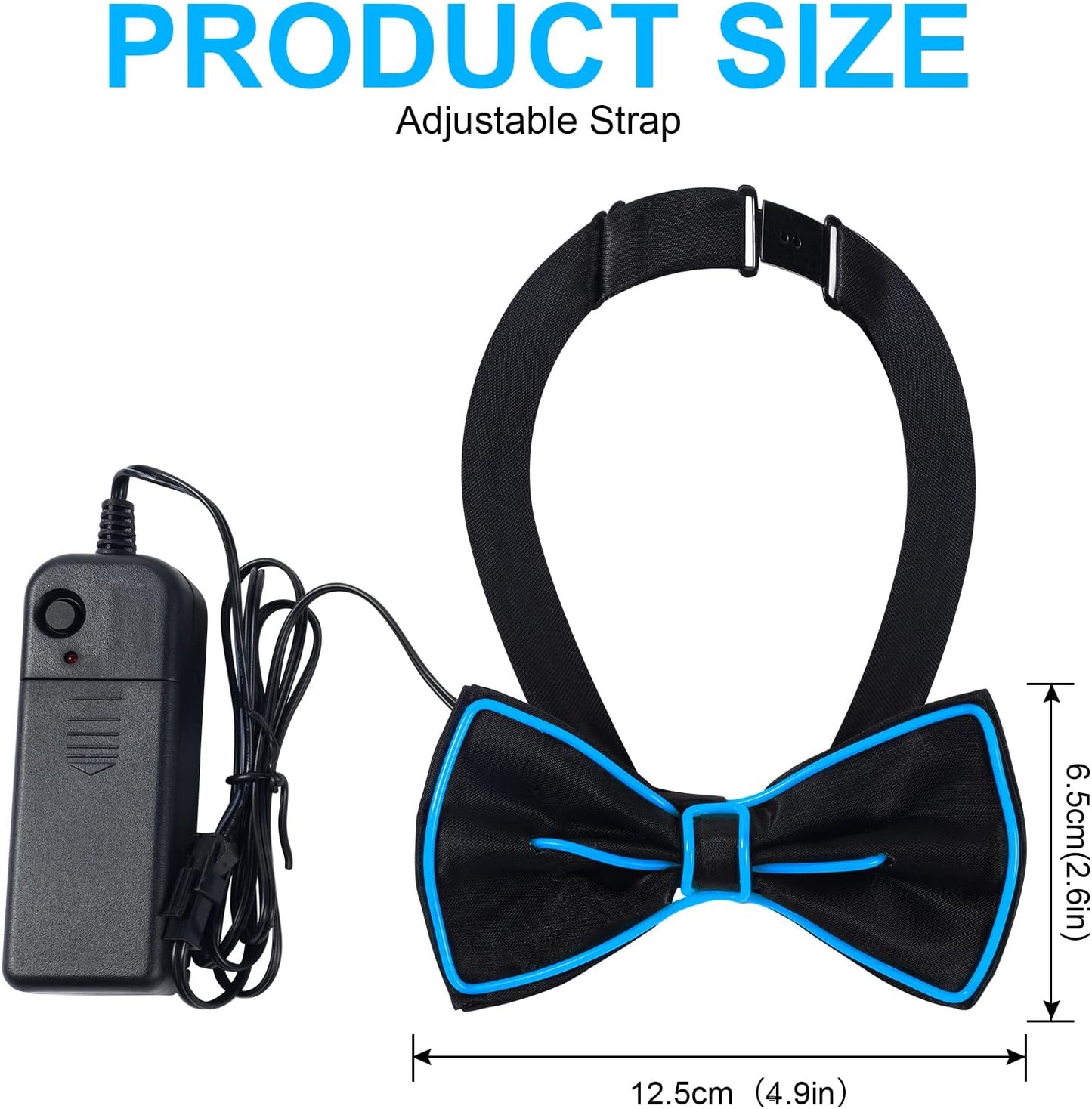 Ainiv Light Up Neckties Bowties Suspenders LED Party Supplies Glow in the Dark Adjustable for Women and Men Parties