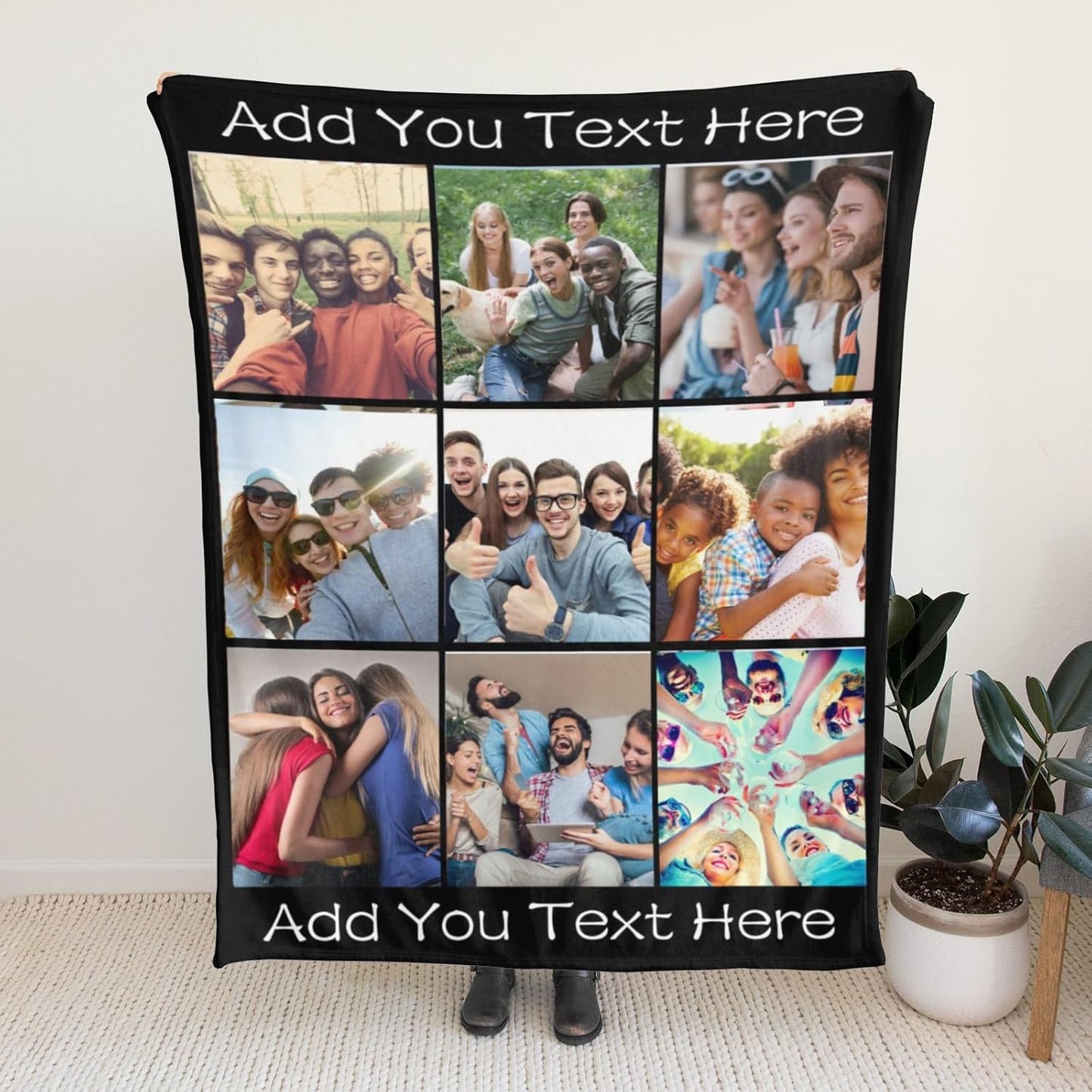 Custom Blanket with Photos Personalized Picture Collage Throw Blankets Gifts for Mother Father Lover Friend Customized Picture Gifts Flannel Blanket Christmas Birthday Wedding 30"X40" Made in USA