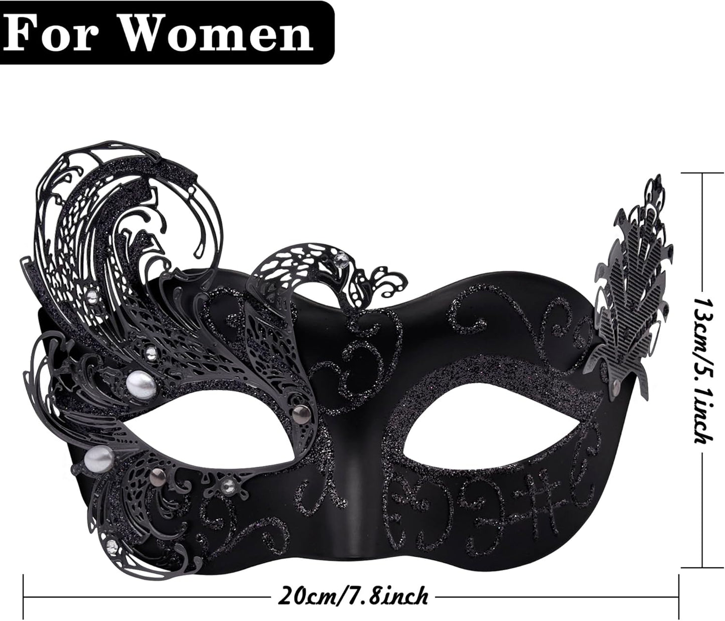 SIQUK Couple Masquerade Masks Metal Venetian Party Mask Halloween Costume Mask Mardi Gras Mask for Couples Women and Men