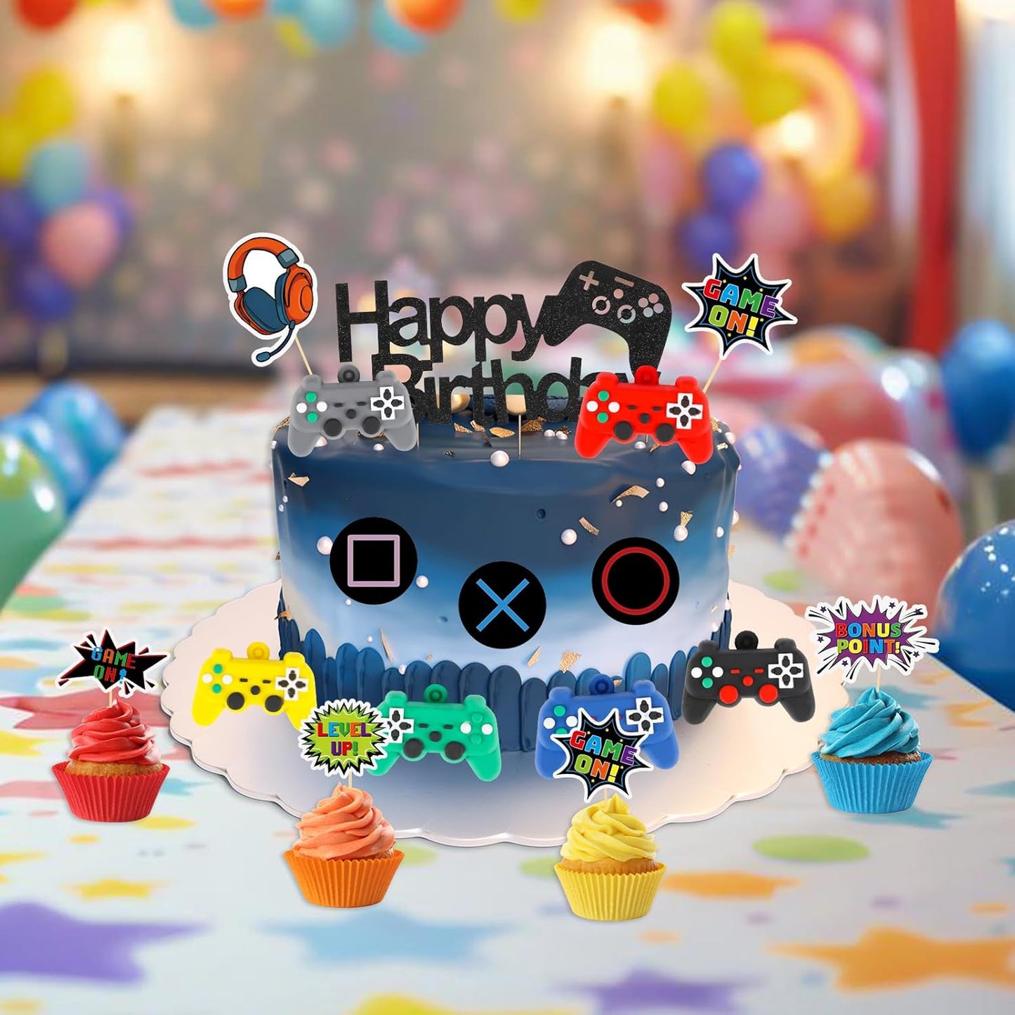 17 Pcs Video Game Cake Topper Cake Decoration Game Theme Birthday Party Supplies