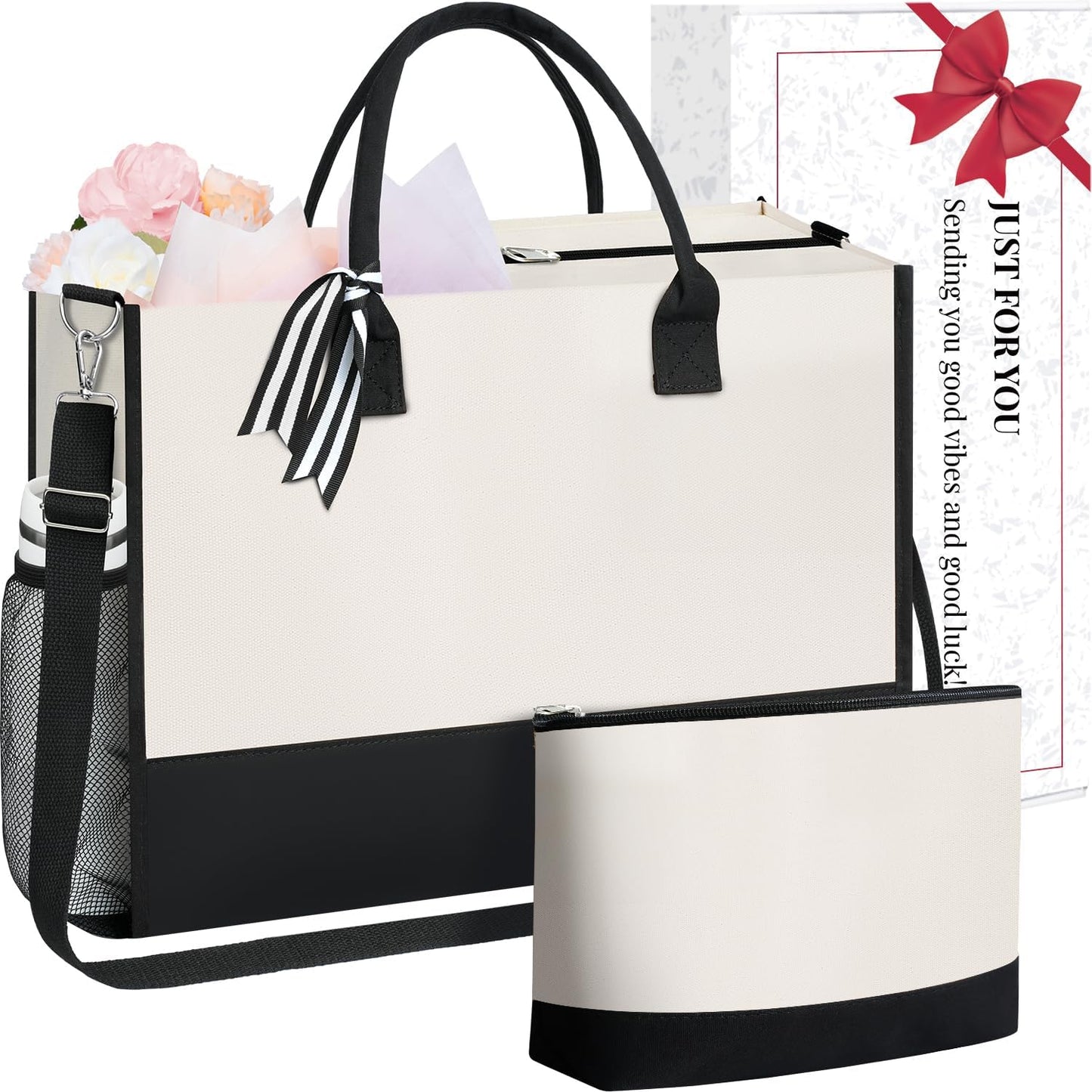 BAGAIL Initial Tote Bag, Personalized Birthday Gifts for Women, Teacher, Friends, Mom, Wedding, Monogrammed Beach Bag