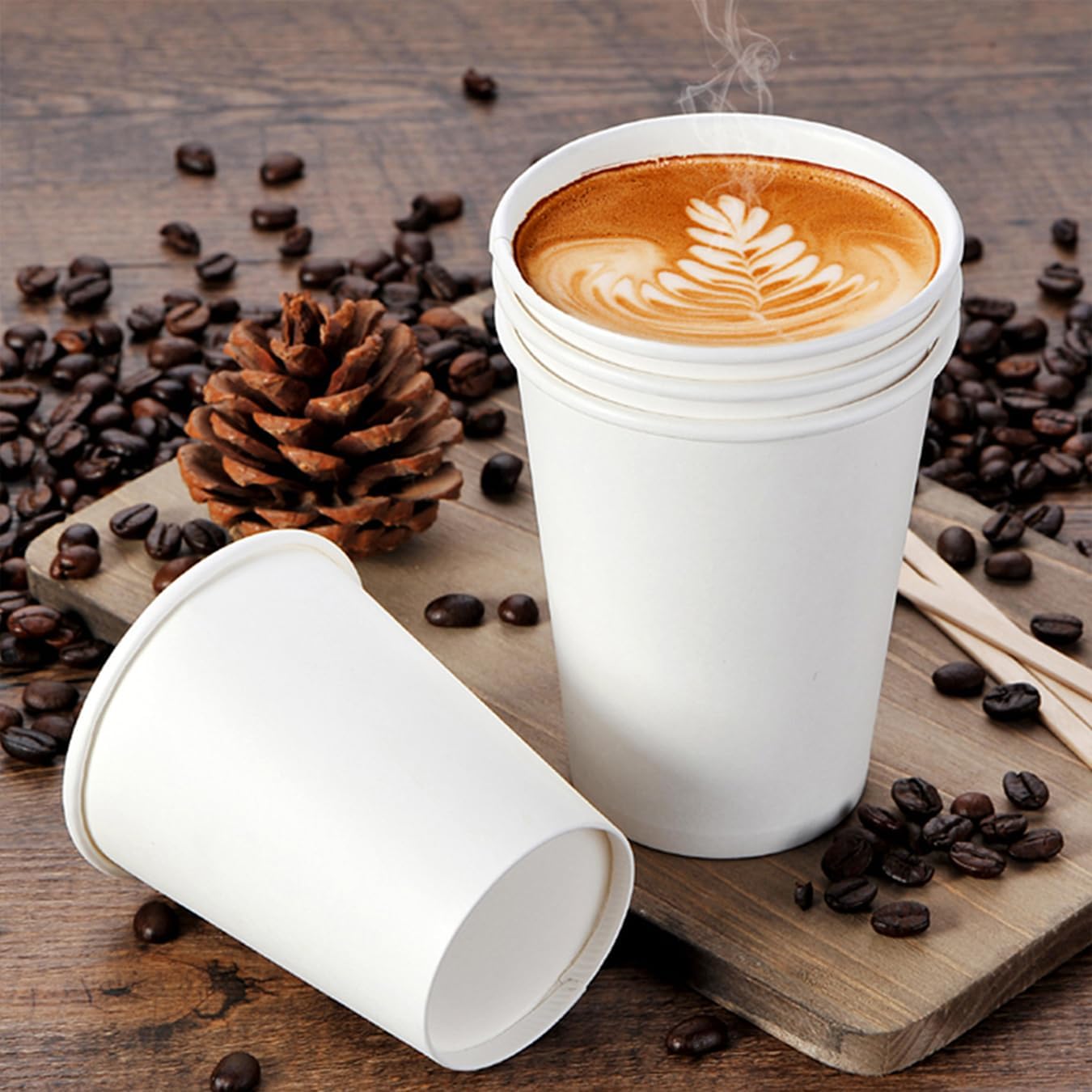 Qunclay 𝟐𝟏𝟎 𝐂𝐨𝐮𝐧𝐭 𝟏𝟐 𝐨𝐳 Disposable White Paper Coffee Cups, To Go Hot Cups for Coffee, Chocolate, Juice, Hot or Cold Beverage Drinking Cup Suitable for Party, Office, Travel, and Events