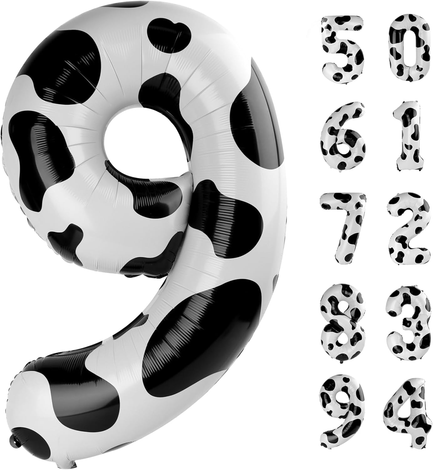 Cow Print 9 Balloon, Number Balloon 40 Inch, Cow theme Party Decorations, Giant Birthday Decorations for 9th 19th 29th 90th, Number 9 Balloon
