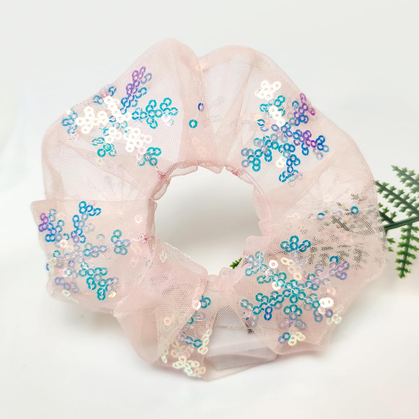 4 Pcs Christmas Light Up Hair Accessories for Girls Women, Sparkly Sequins Hair Scrunchies, LED Hair Tie for Movie Night Supplies, Glow in The Dark Scrunchies for Rave Neon Slumber Party