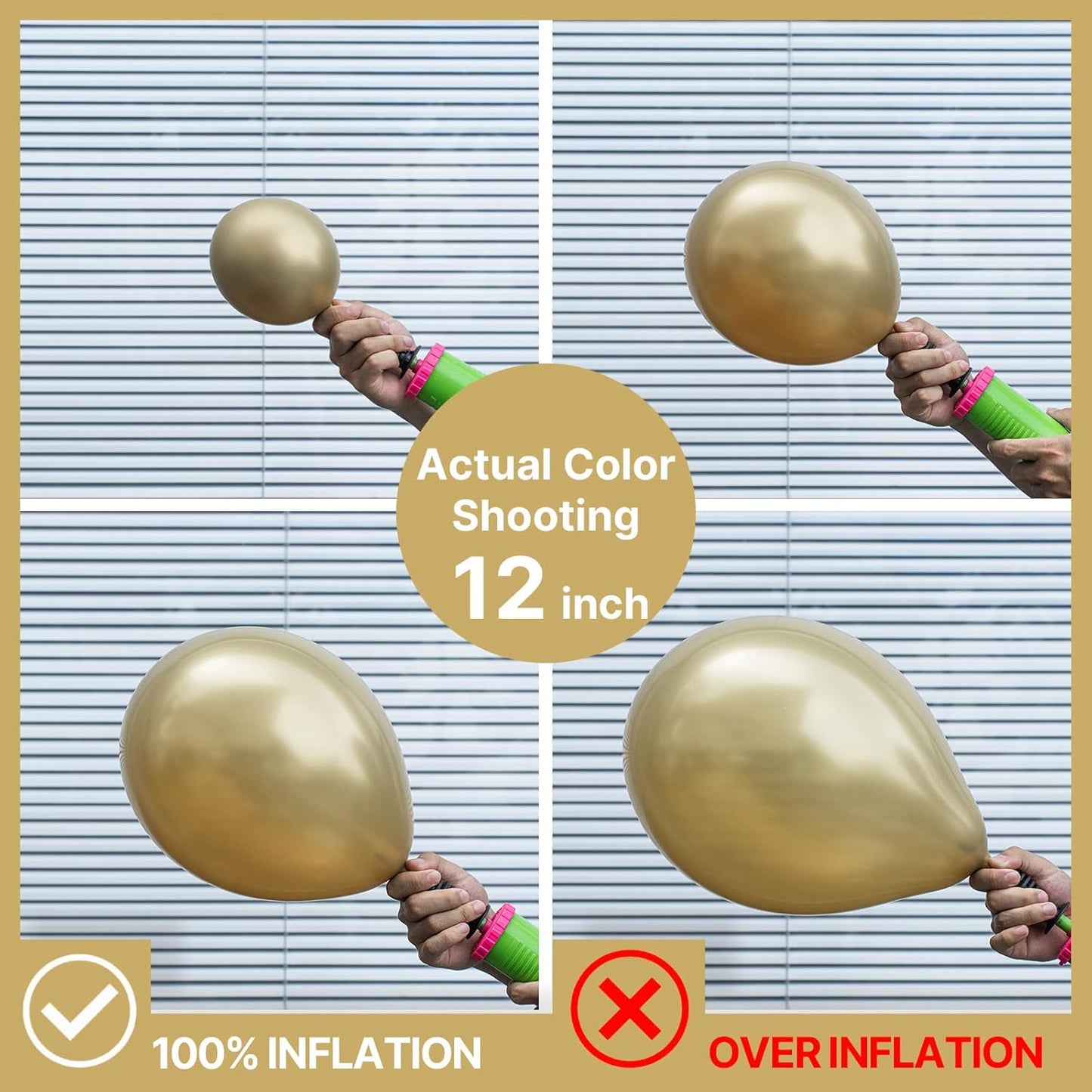 PartyWoo Metallic Gold Balloons 50 pcs 12 Inch Chrome Light Gold Latex Helium Balloons for Graduation Baby Shower Gender Reveal Christmas Wedding New Year Birthday Party Decorations Gold-G128