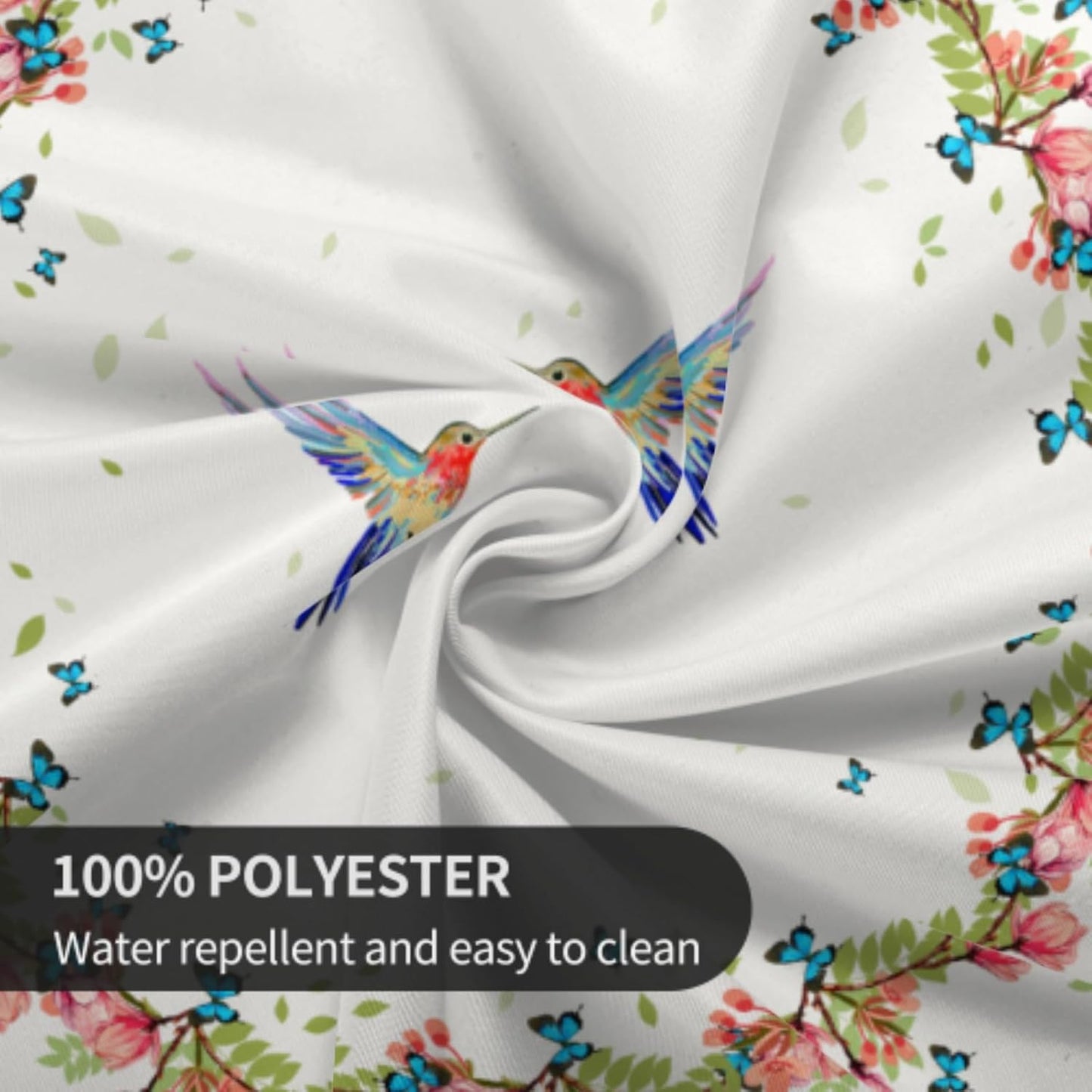 Giwawa Hummingbird Round Tablecloth 60 Inch, Spring Summer Flowers Butterflies Circle Table Cover, Colorful Floral Birds Wrinkle Heat Resistant Table Cloth for Kitchen Dining Farmhouse Decor