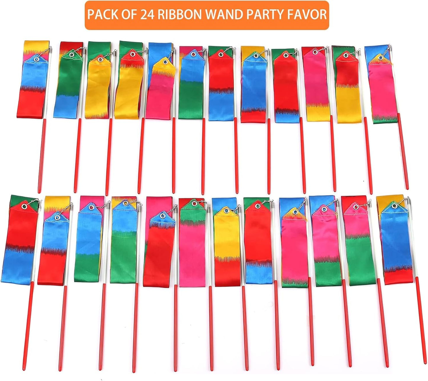 24pack Dance Ribbon Wand Rainbow Streamer Party Favors for Kids 4-8 8-12 Girls Artistic Dancing Gymnastics Carnival Games Goodie Bag Stuffers Birthday Party Decorations Mermaid Princess Party Supplies