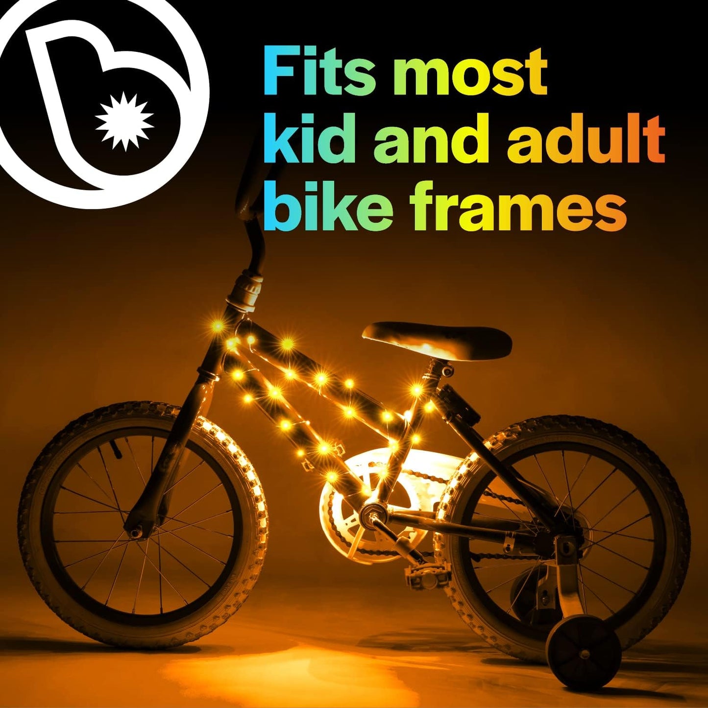 Brightz CosmicBrightz LED Bike Frame Rope Light - 6.5-Foot String Rope - Battery-Powered with On/Off Switch - Ultra Bright Color Keeps Your Ride Fun and Safe for Kids, Teens, & Adults