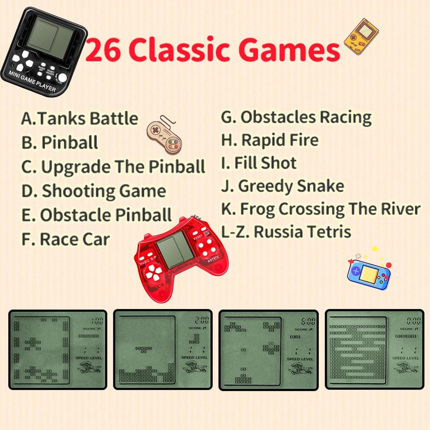 24Pcs Video Game Party Favors Valentines Day Gifts for Kids, Mini Game Keychain Arcade party favors Birthday Supplies Classroom Prizes for Boys and Girls