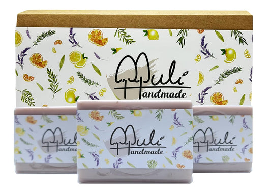 Natural Handemade Bar Soap for Men and Women with Essential oils, Scented Bar Soaps for Bath, Fragrance Regular Use Gift Set (Pack of 3) Lavender