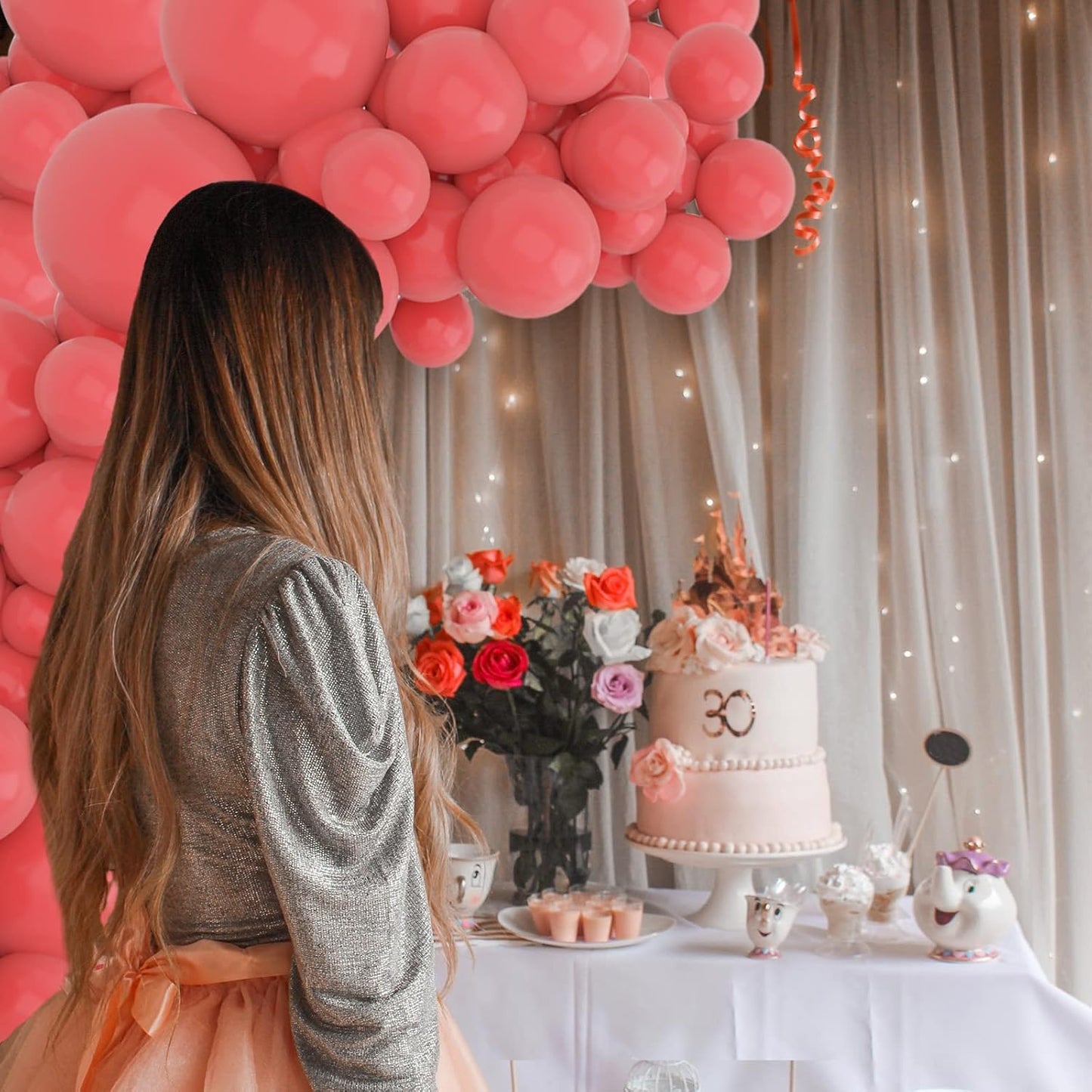 134Pcs Coral Red Balloons Different Sizes 5 10 12 18 Inch Coral red Balloon Latex Balloon for Birthday Wedding Baby Shower. (Vintage coral red)