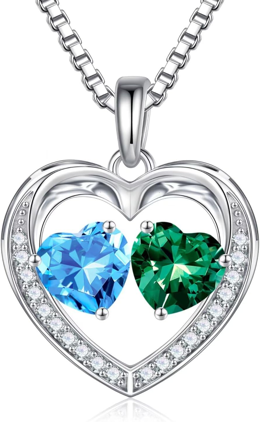 Iefil Christmas Gifts for Wife - 925 Sterling Silver Birthstone Necklace, Anniversary Birthday Gifts for Women, Stocking Stuffers for Women Wife Mom Daughter