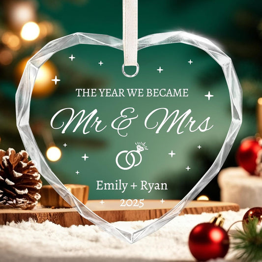 Wedding Gifts for Couples 2025 - Personalized Mr and Mrs Ornament - Bridal Shower Gifts, Wedding Gift for Bride, Newly Wed, Future Mr Mrs - Just Married Decorations Acrylic Ornaments