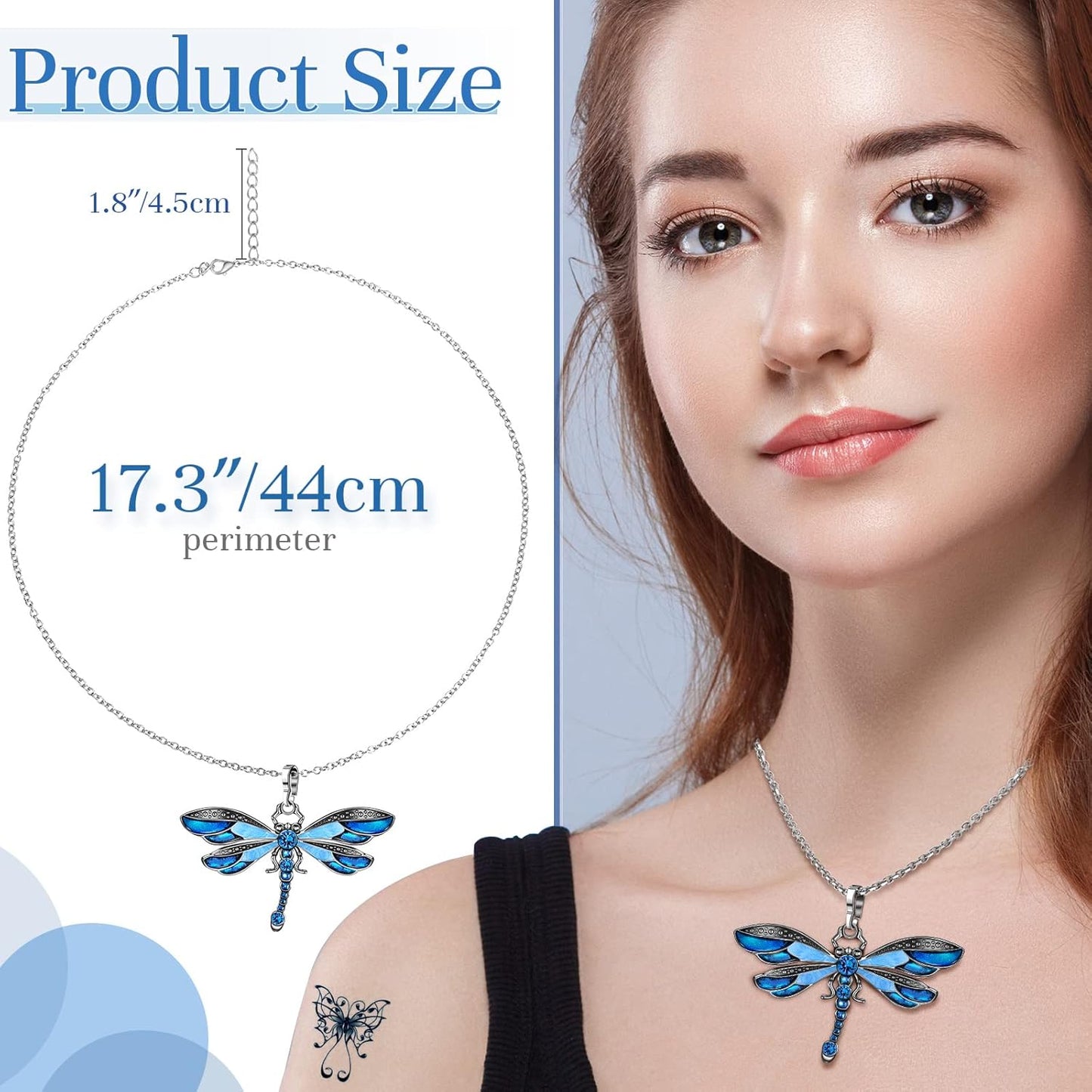 Sureio 6 Pieces Bohemian Dragonfly Necklace Bulk Bohemian Jewelry for Women Pendant Colorful Butterfly Necklace Vintage Multilayer Ethnic (Dragonfly)