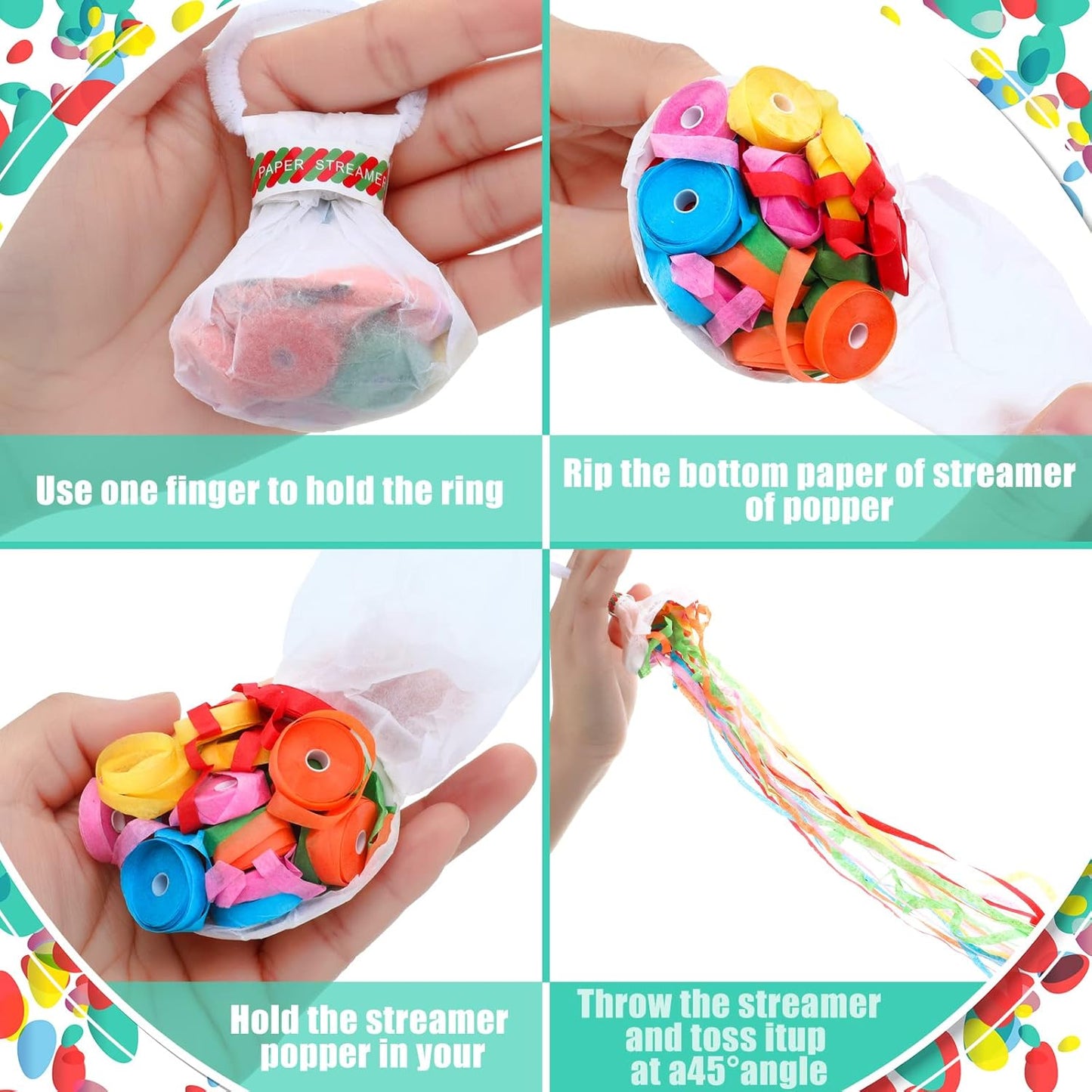 Civaner 30 Pack No Mess Streamers Poppers Confetti Hand Throw Streamers Paper Crackers for Wedding Engagement Party Celebrations New Years Opening Birthday Retirement Party Favors Decor