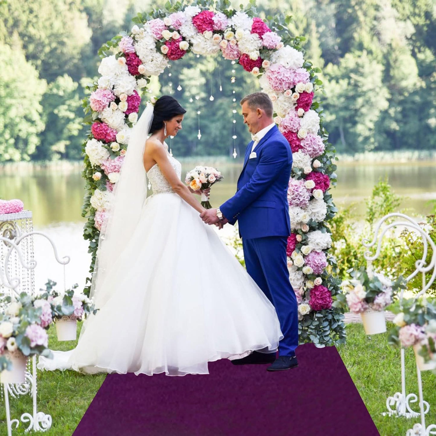 FUHSY Aisle Runners for Weddings Purple Aisle Runner 15FTx2FT Aisle Floor Runner Wedding Decorations Luxurious Velvet Fabric Carpet Runner Indoor and Ourtdoor Aisle Runner Carpet for Graduation Party