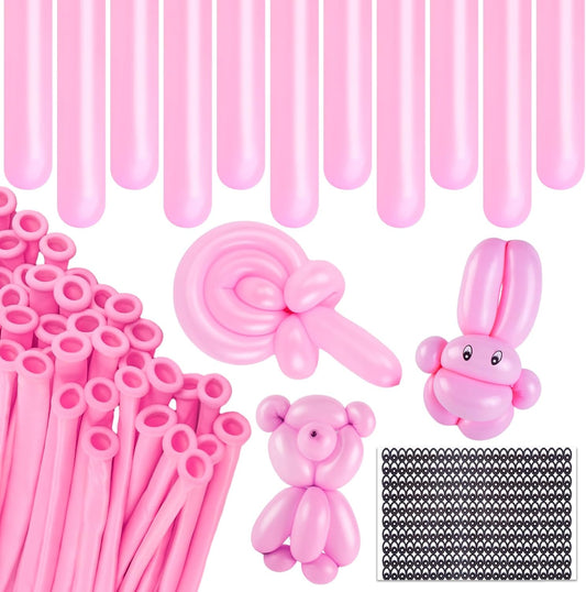 LovesTown Pink 260 Animal Balloons，100 PCS Long Latex Balloons for Animal Modeling Weddings Birthdays Festival Party Decor