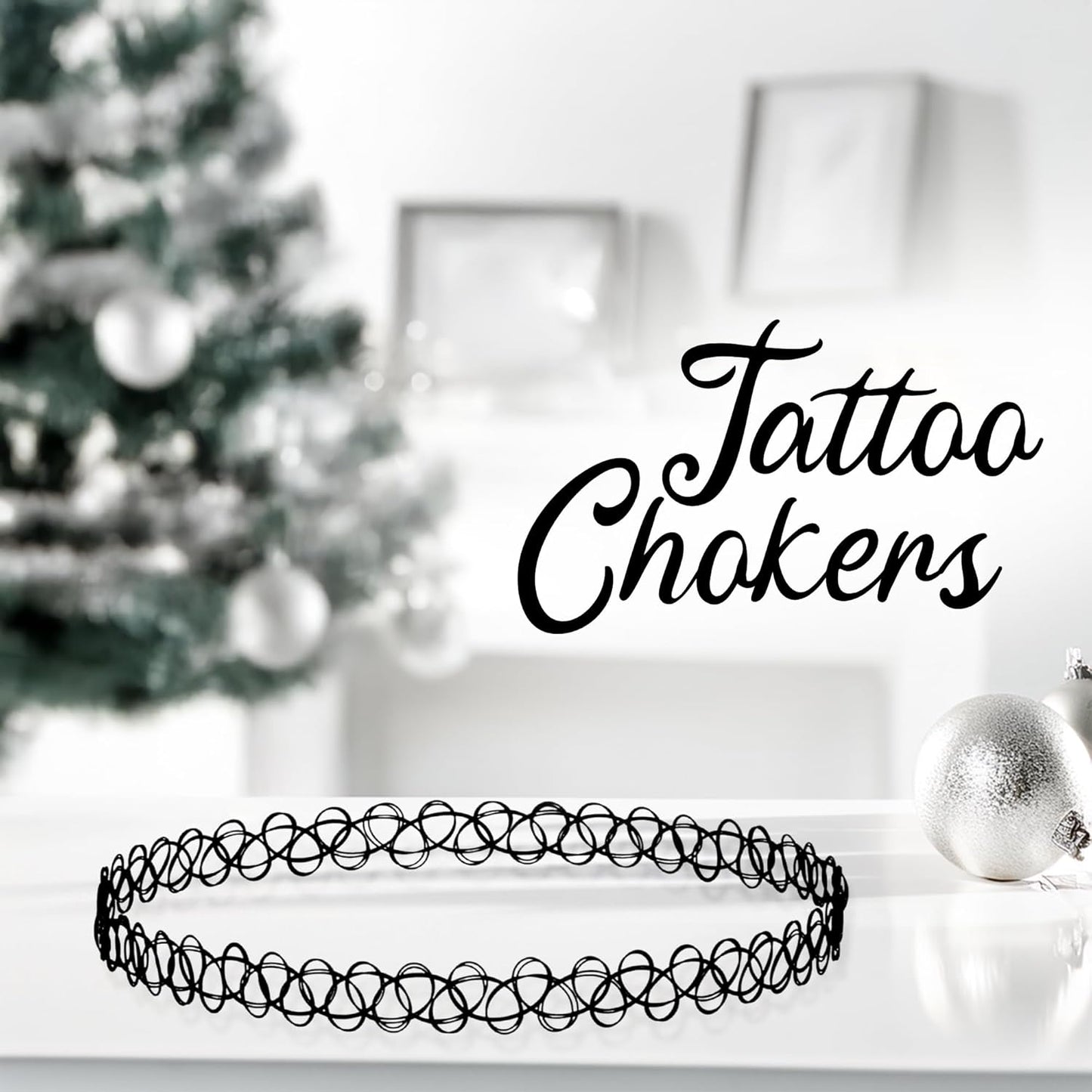 BodyJ4You 12PC Tattoo Choker Necklace - 90s Accessories 2000s Jewelry Y2K Fashion Vintage Trendy - Rainbow Goth Black Pink Green Blue White - Adjustable Stretchy Elastic Necklace Summer Vacation Set