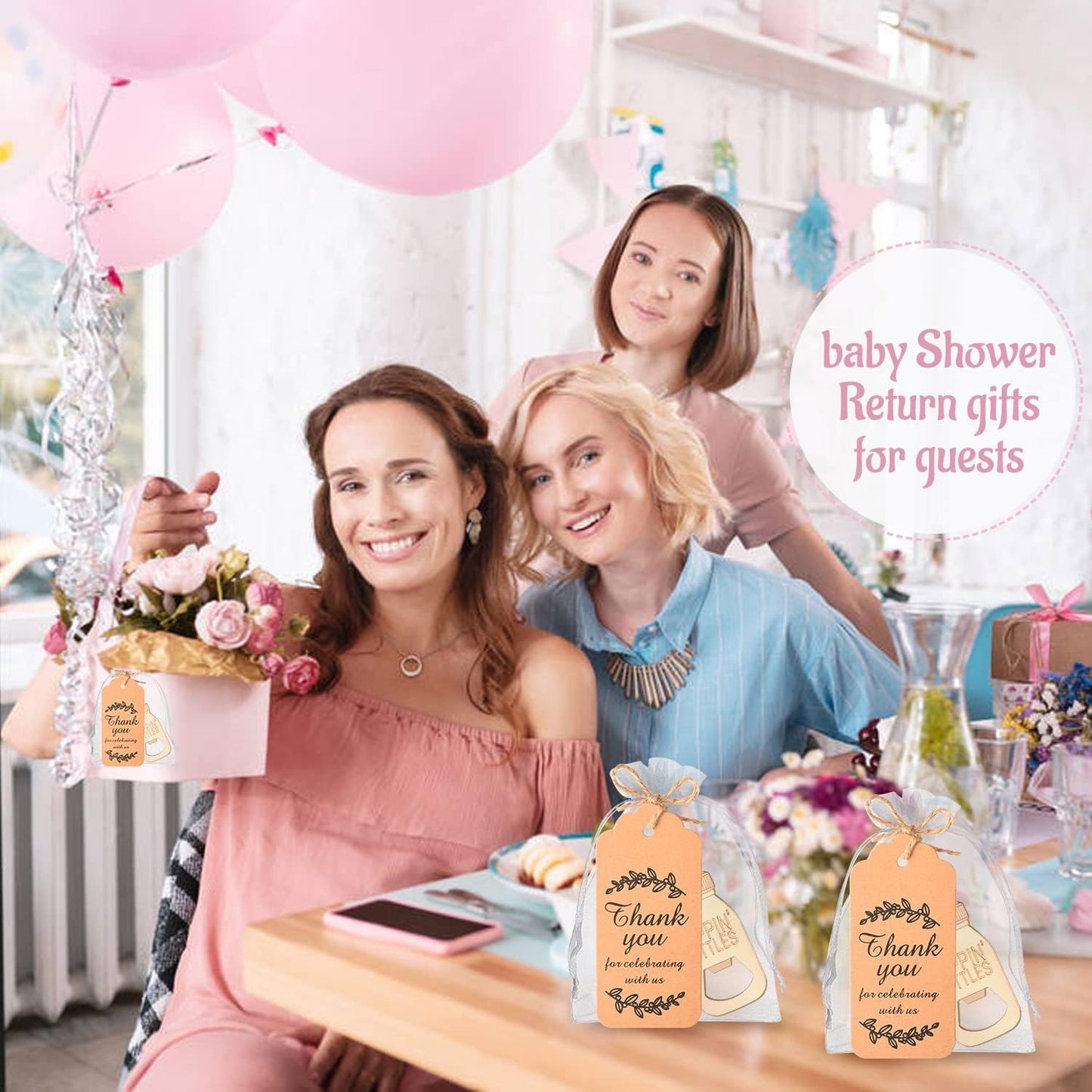 50 Pieces Baby Bottle Openers Cute Poppin Bottle Openers Baby Shower Party Return Gifts for Guests Wedding Party Souvenirs Kids Birthday Party Decorations